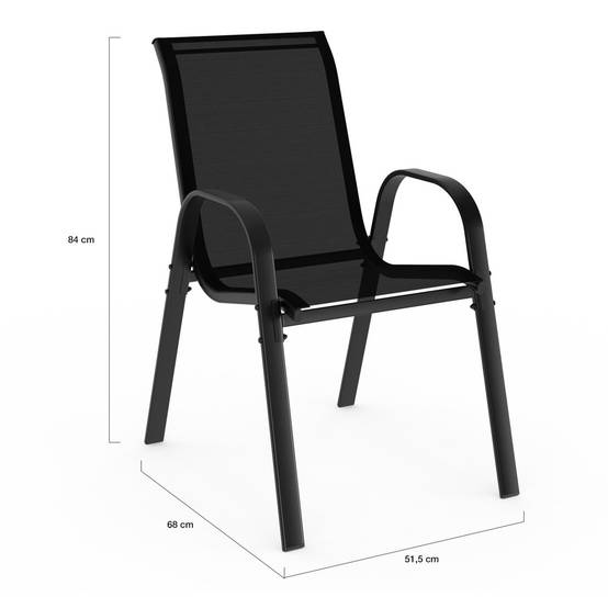 Salon de jardin MADRID table 240 CM et 10 chaises empilables noir - Image 6
