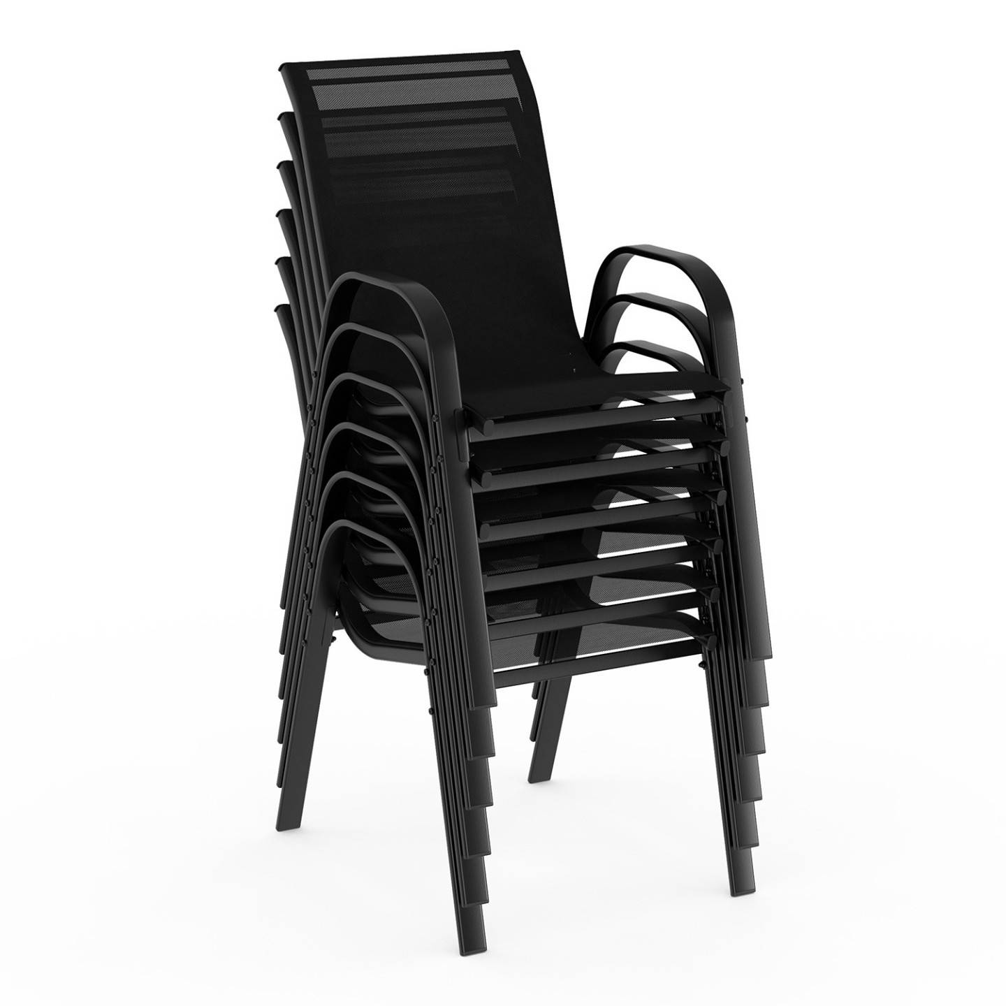 Salon de jardin MADRID table 240 CM et 10 chaises empilables noir - Image 4