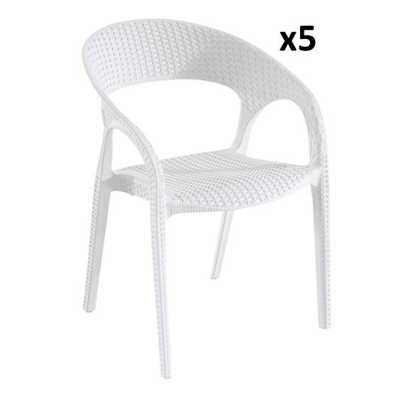 Set 5 fauteuils intérieur, extérieur blanc BIRD garbar - Image 1