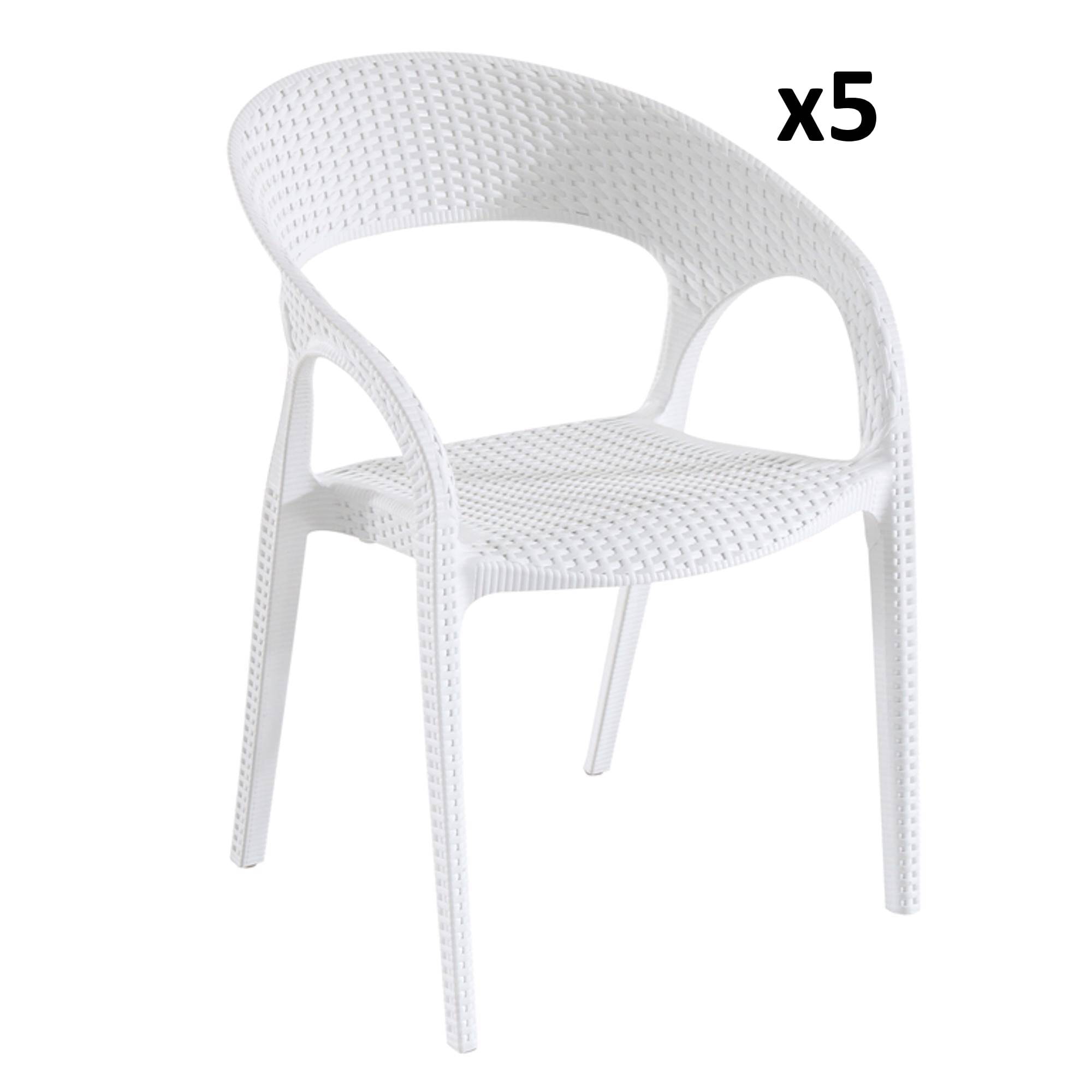 Set 5 fauteuils intérieur, extérieur blanc BIRD garbar - Image 1