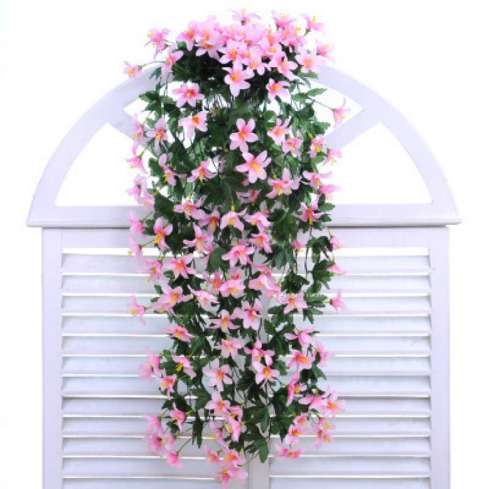 Décoration Murale Fleurs Artificielles Rose - Tiges et Panier Suspendu pour Intérieur - Lytech - Image 1