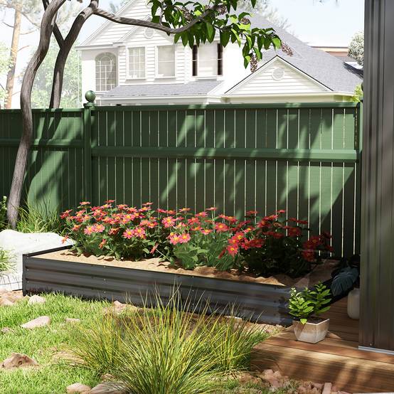 Sans Marque - Jardinière extérieure carré potager galvanisée avec bordure de sécurité et fond ouvert 240 x 120 x 30 cm gris foncé - Image 10