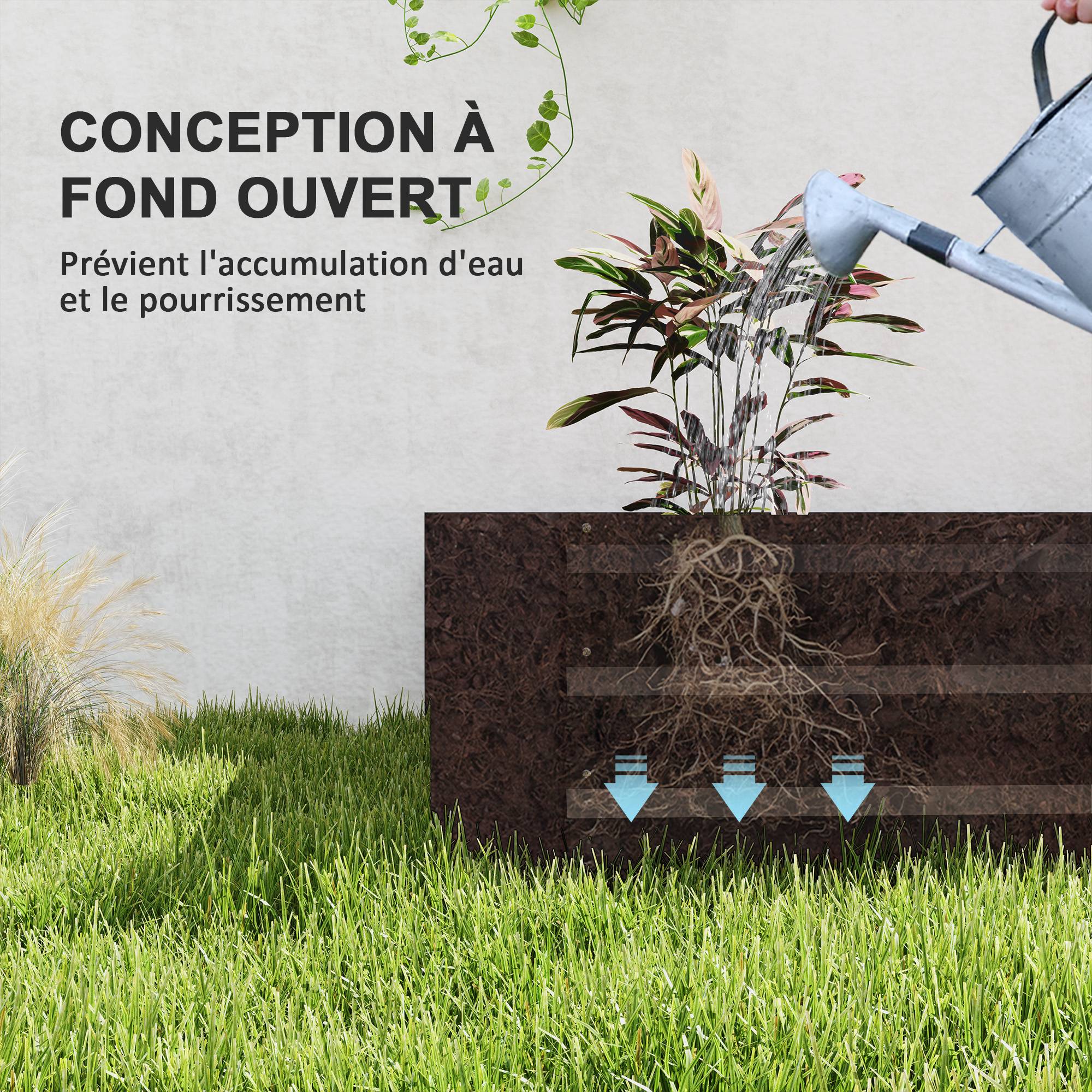 Sans Marque - Jardinière extérieure carré potager galvanisée avec bordure de sécurité et fond ouvert 240 x 120 x 30 cm gris foncé - Image 9