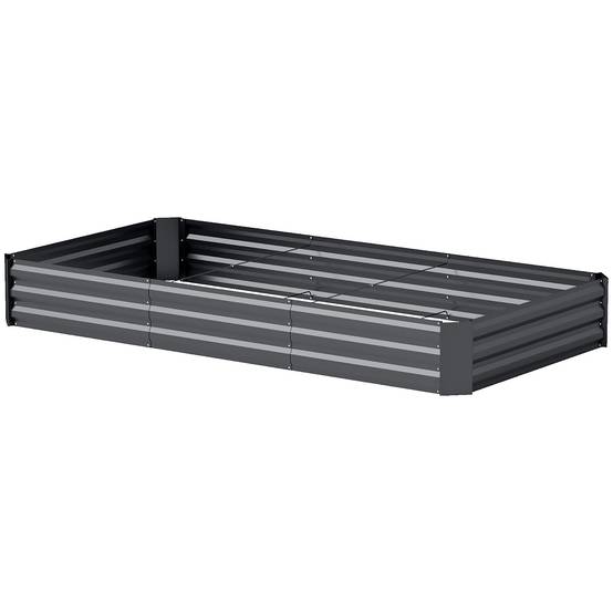 Sans Marque - Jardinière extérieure carré potager galvanisée avec bordure de sécurité et fond ouvert 240 x 120 x 30 cm gris foncé - Image 2