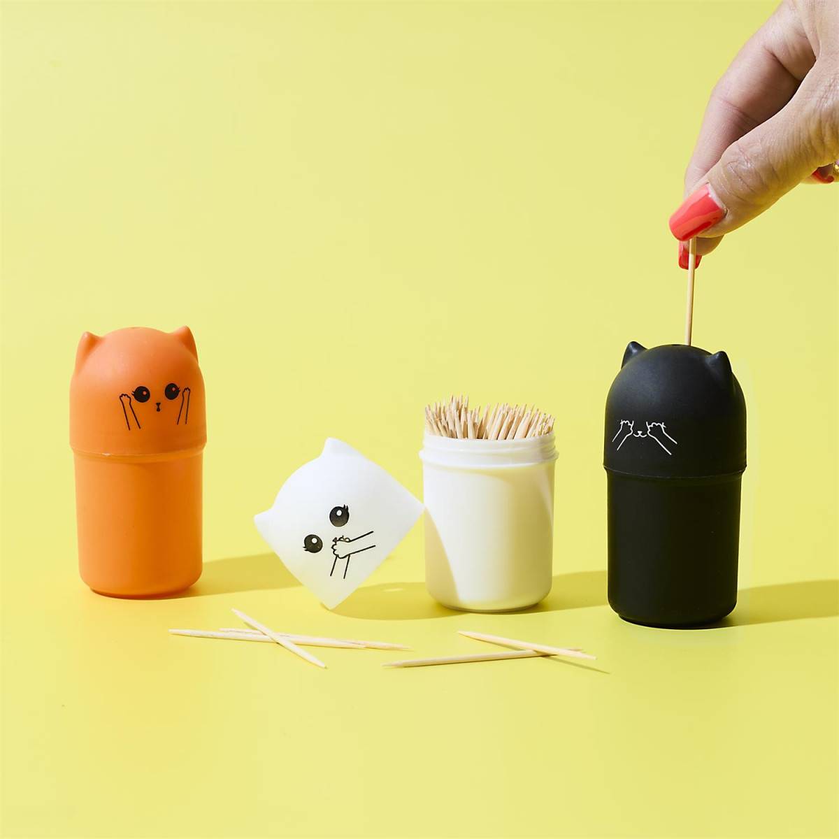 Cook Concept - Lot de 3 Pots à Cure-Dents "Chats" 8cm Multicolore - Image 4