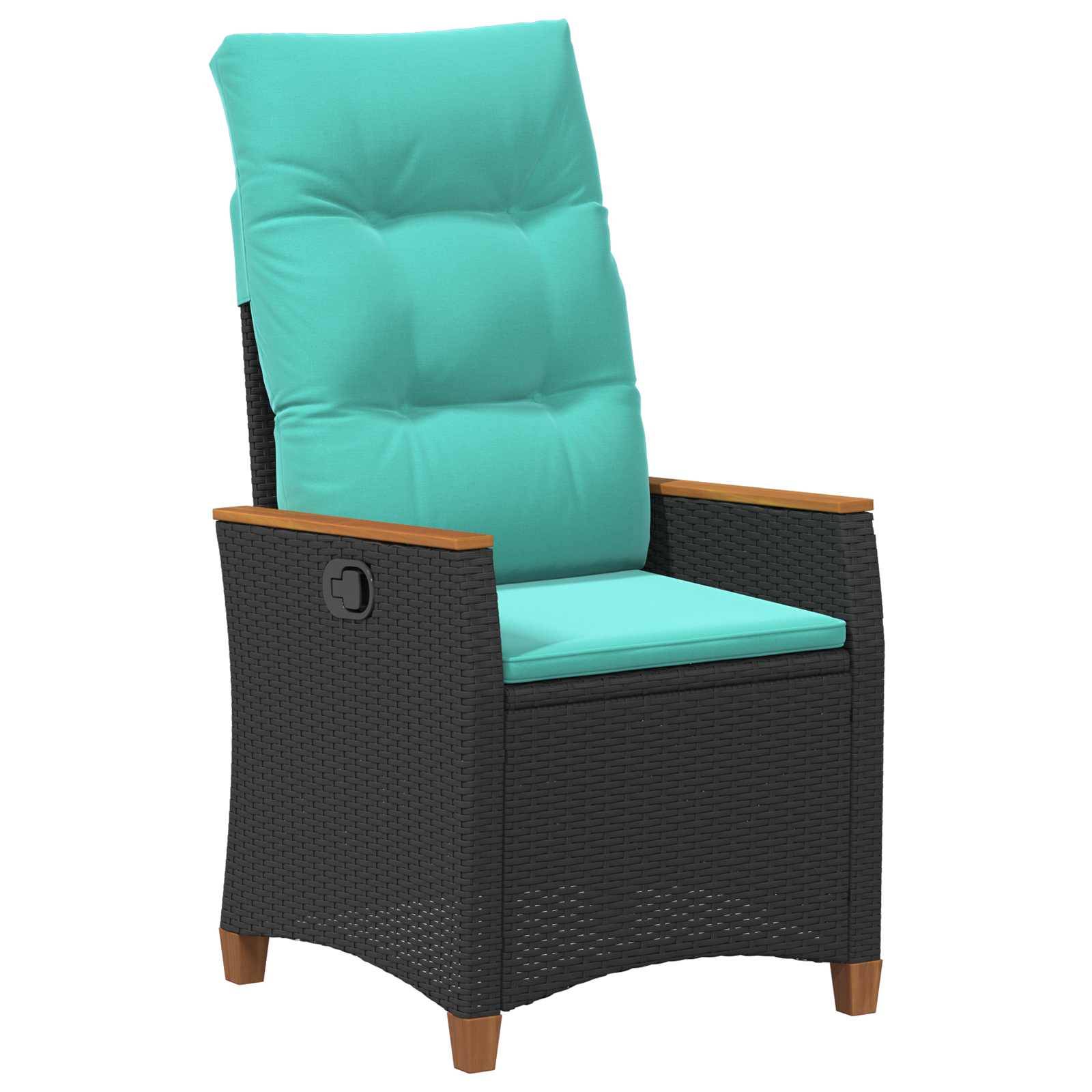 PANGIVO - Chaise de jardin inclinable polyrotin noir et turquoise 64 x 57.5 x 112 cm - PANGIVO - Image 2