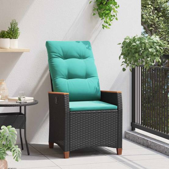 PANGIVO - Chaise de jardin inclinable polyrotin noir et turquoise 64 x 57.5 x 112 cm - PANGIVO - Image 3