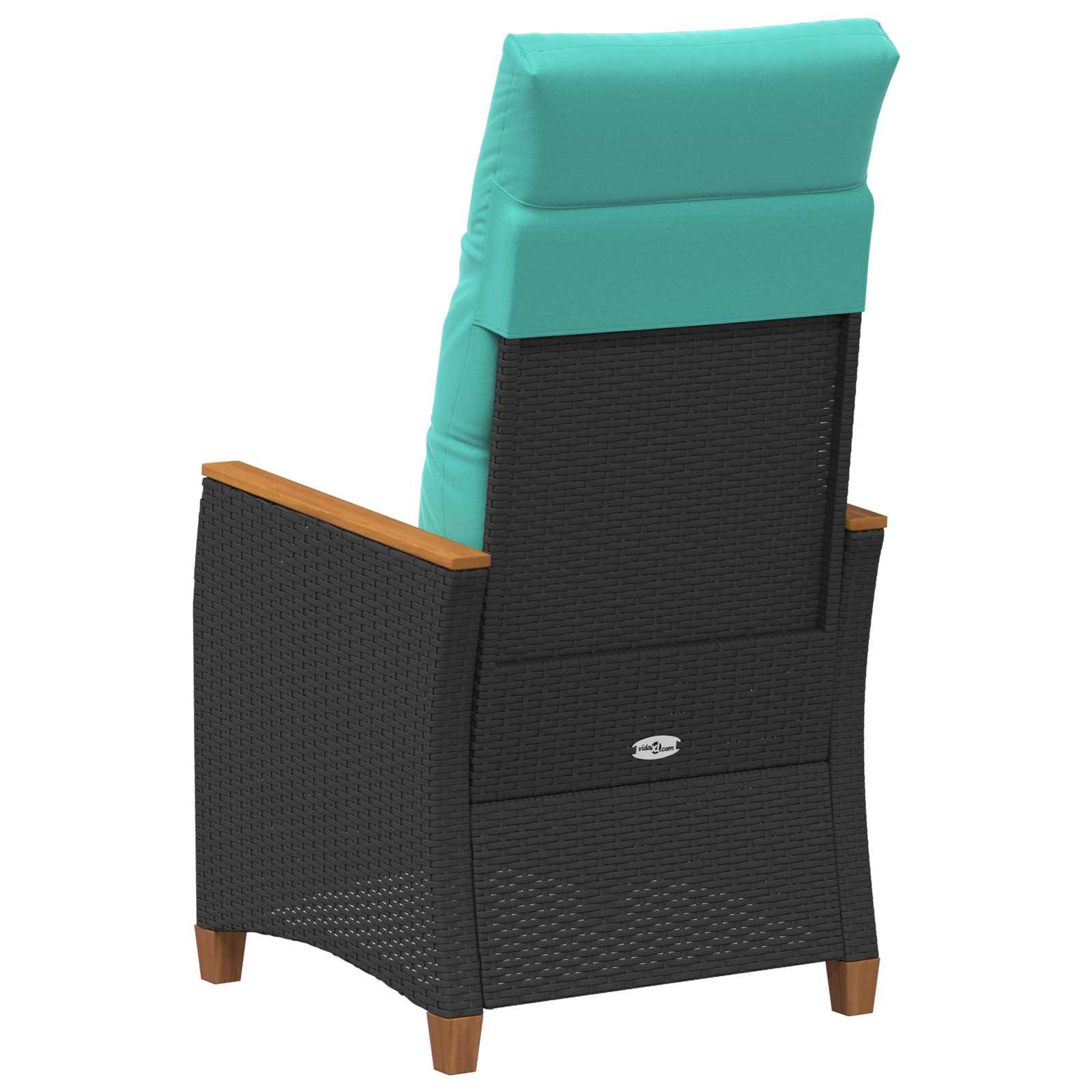 PANGIVO - Chaise de jardin inclinable polyrotin noir et turquoise 64 x 57.5 x 112 cm - PANGIVO - Image 6