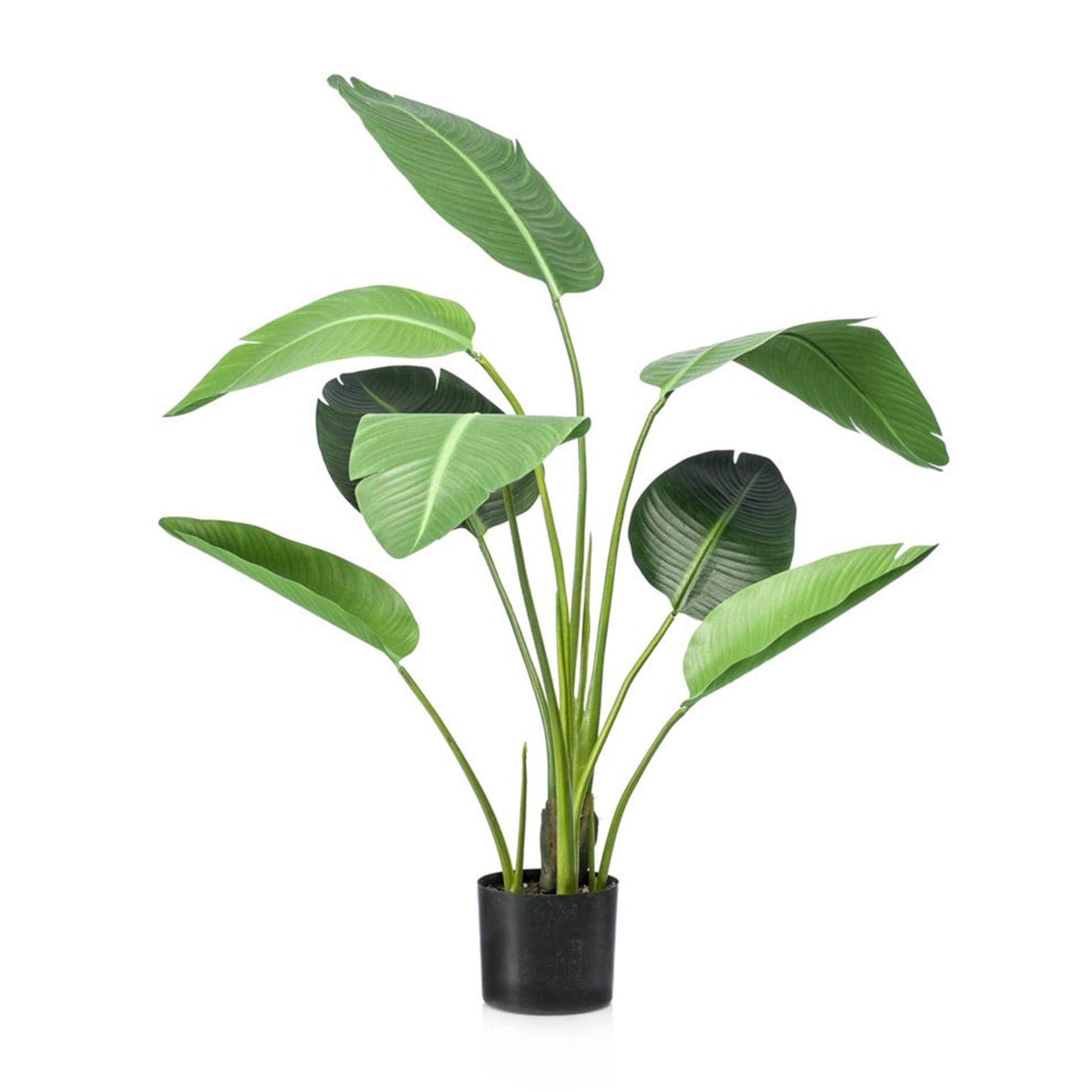 Strelitzia Artificielle 120cm Pot Noir Plante Déco Intérieur Salon Bureau Réaliste - ComfortXL Green Living - Image 1