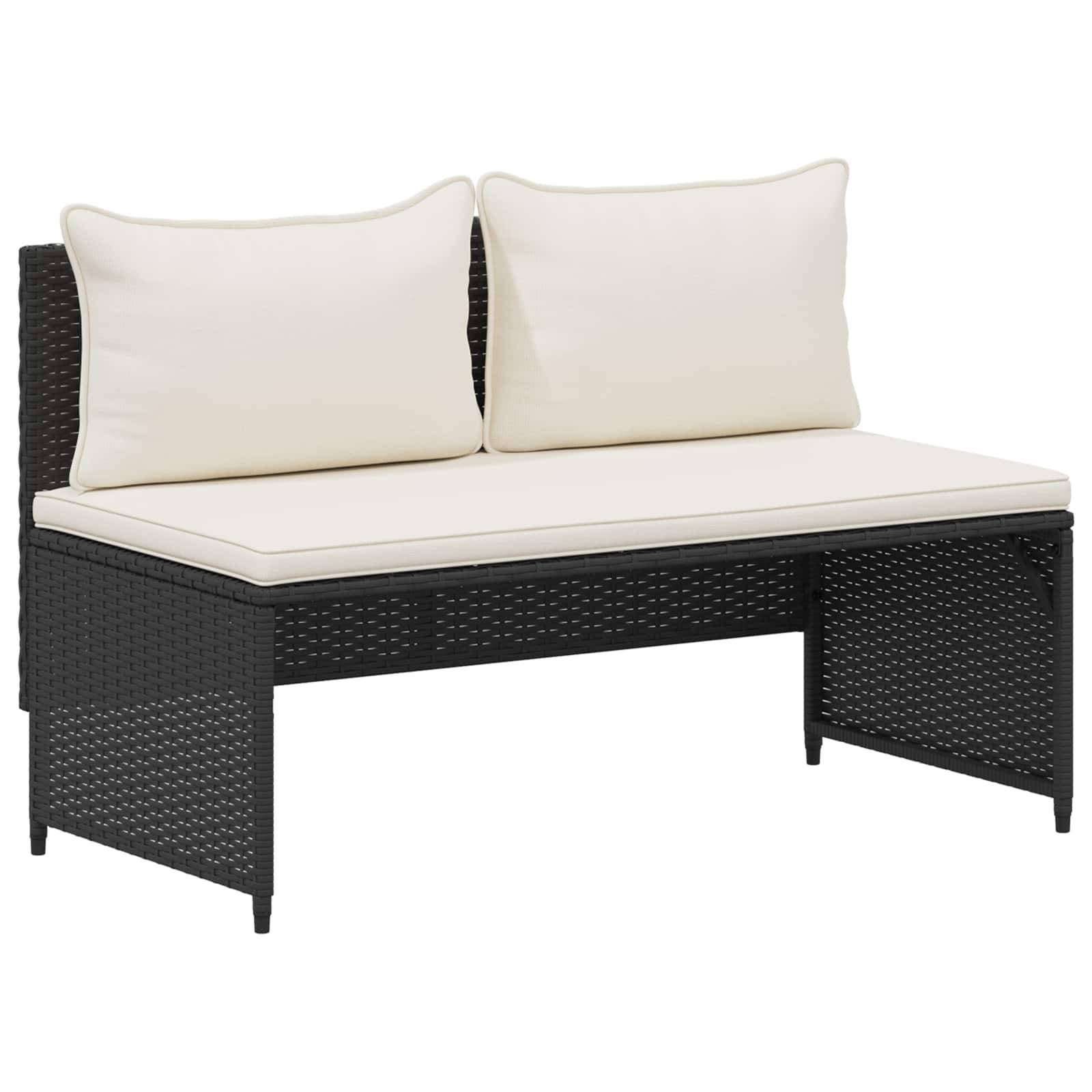 Ensemble de canapés de jardin résine tressée et acier noir et blanc crème 110 x 57 x 73 cm - PANGIVO - Image 4