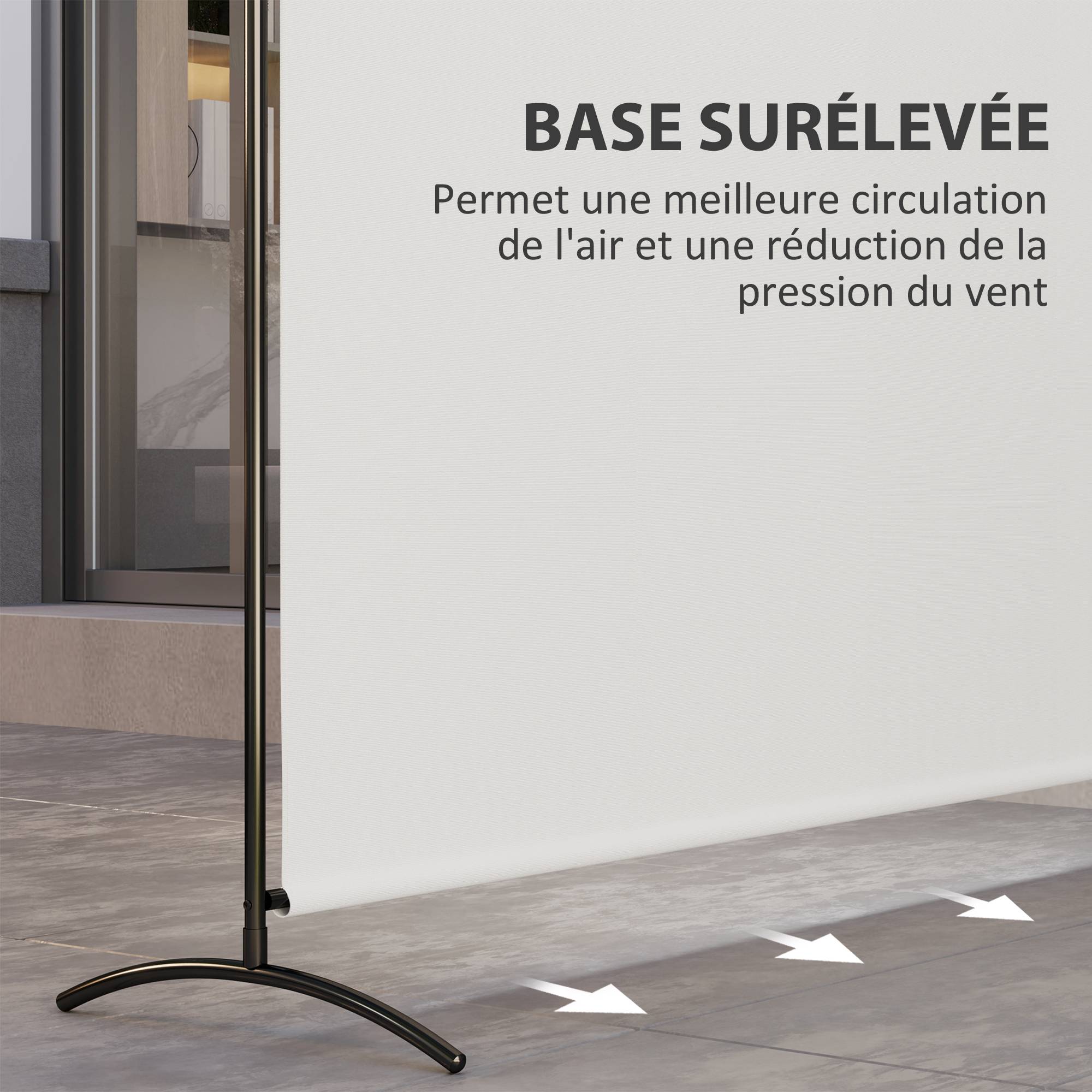 Paravent extérieur acier et polyester beige 180 x 50 x 180 cm - PANGIVO - Image 8