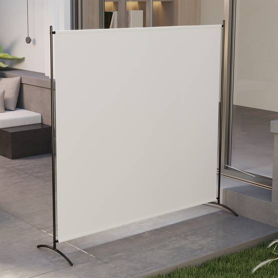 Paravent extérieur acier et polyester beige 180 x 50 x 180 cm - PANGIVO - Image 10