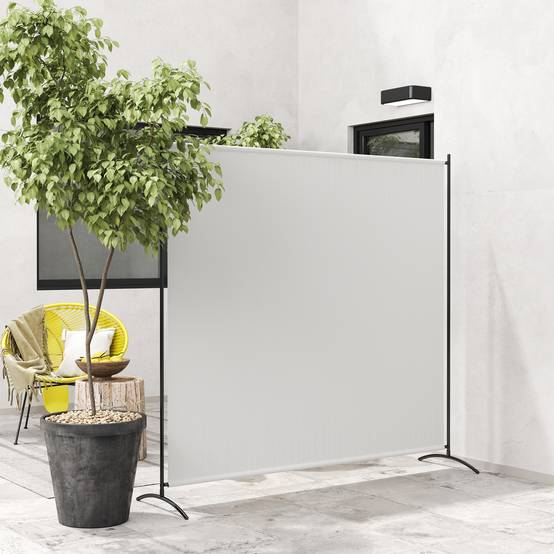 Paravent extérieur acier et polyester beige 180 x 50 x 180 cm - PANGIVO - Image 3