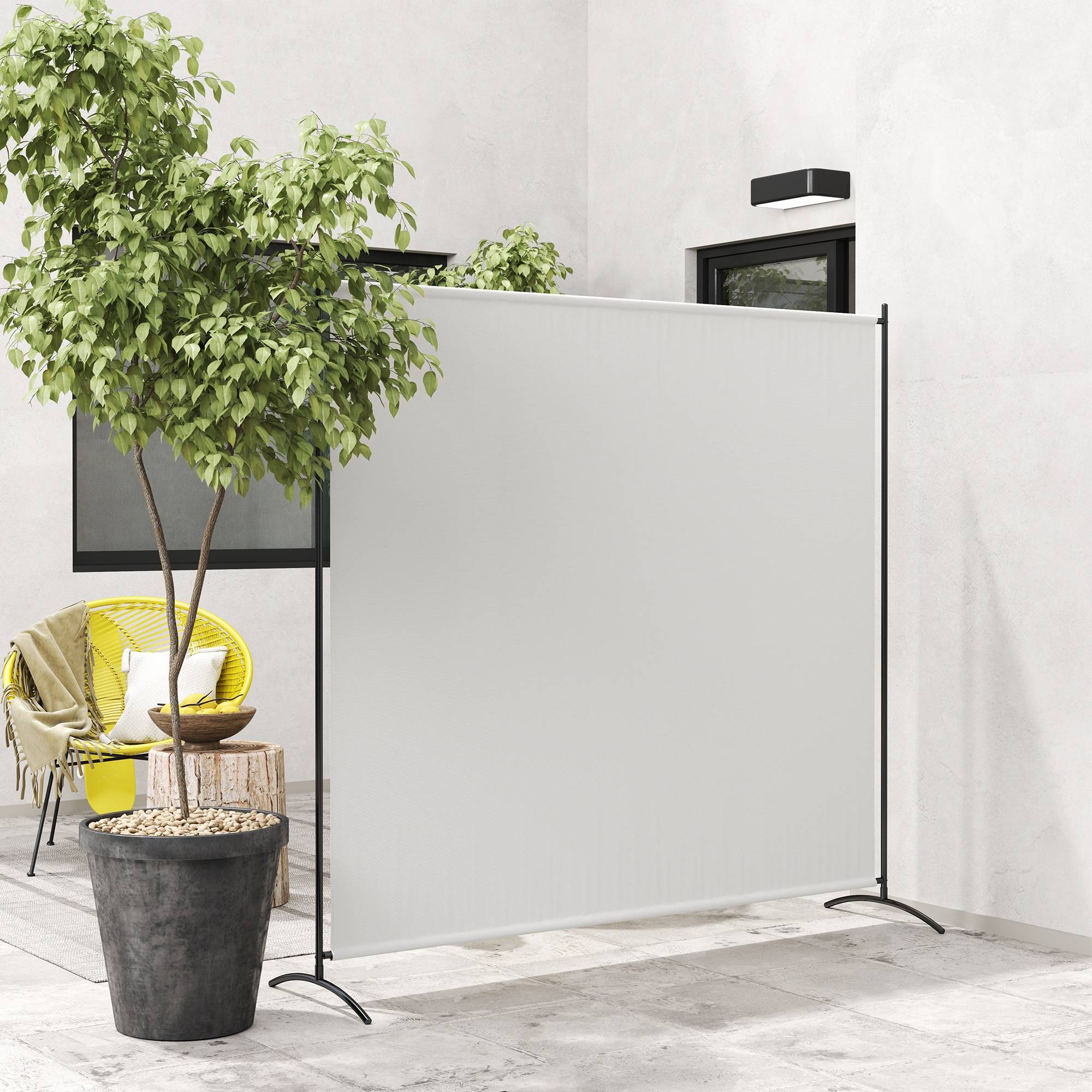 Paravent extérieur acier et polyester beige 180 x 50 x 180 cm - PANGIVO - Image 3