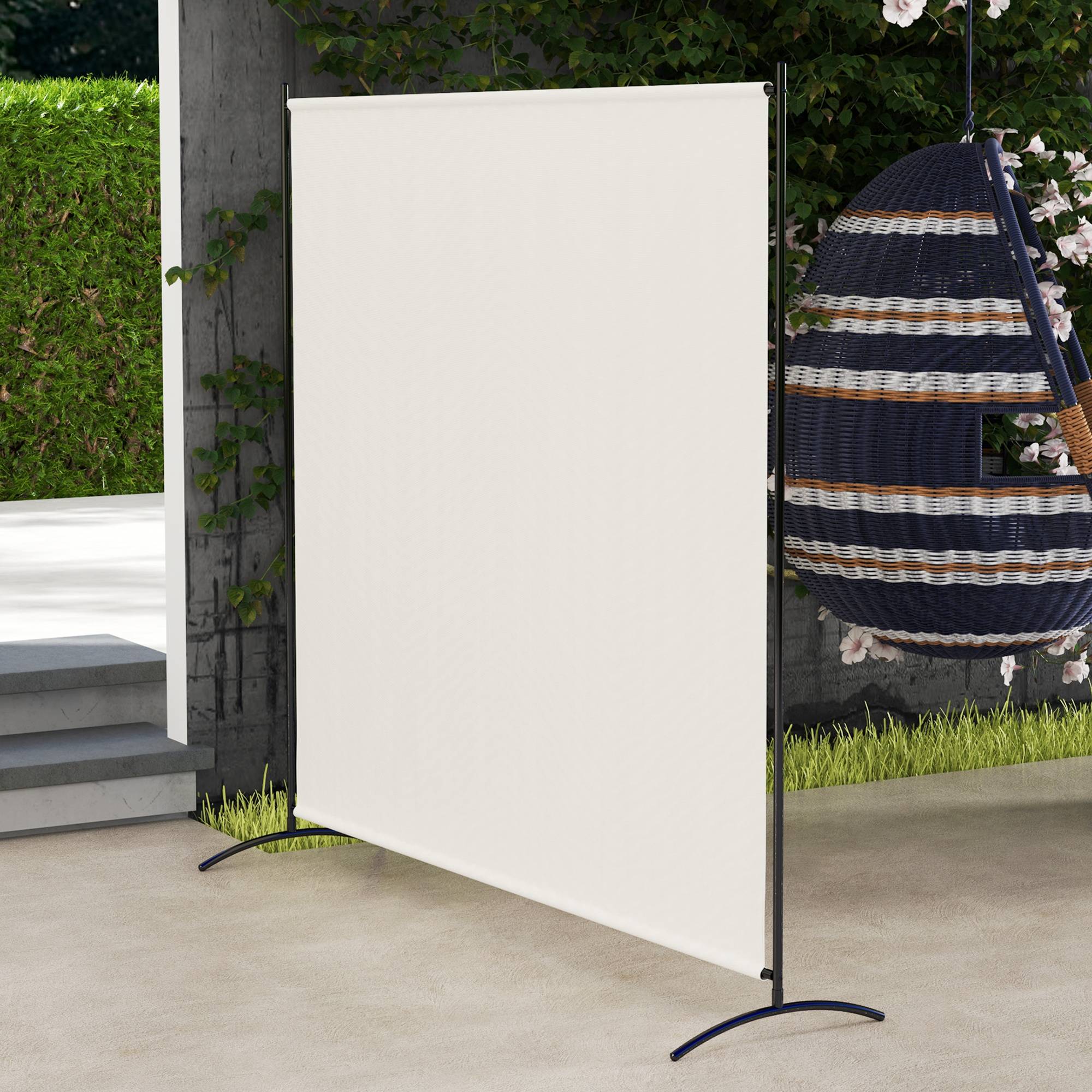 Paravent extérieur acier et polyester beige 180 x 50 x 180 cm - PANGIVO - Image 4