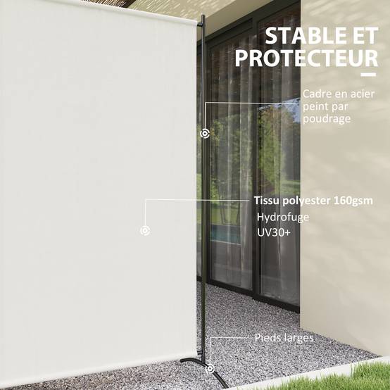 Paravent extérieur acier et polyester beige 180 x 50 x 180 cm - PANGIVO - Image 7