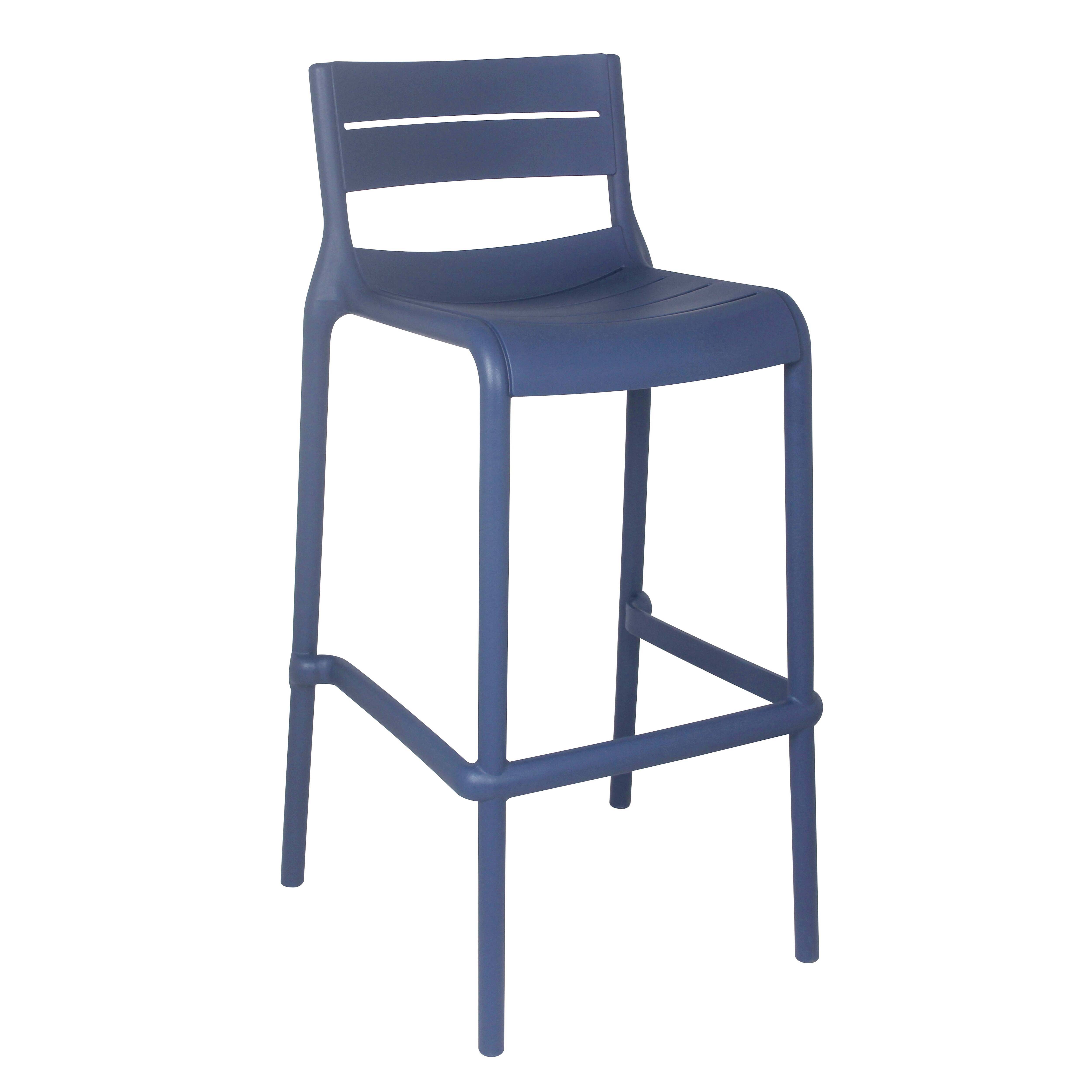 Oviala - Chaise haute bleu pacific de terrasse en plastique - Oviala - Image 1