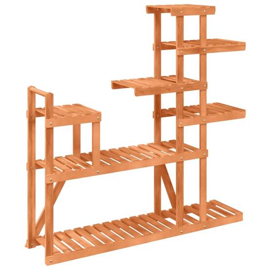 Porte-Plantes Multi-niveaux Bois Massif de Sapin Étagère Décorative pour Salon Balcon Brun 111cm – ComfortXL Outdoor Living - Image 6