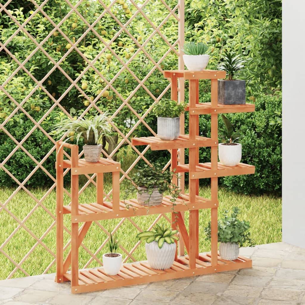 Porte-Plantes Multi-niveaux Bois Massif de Sapin Étagère Décorative pour Salon Balcon Brun 111cm – ComfortXL Outdoor Living - Image 1