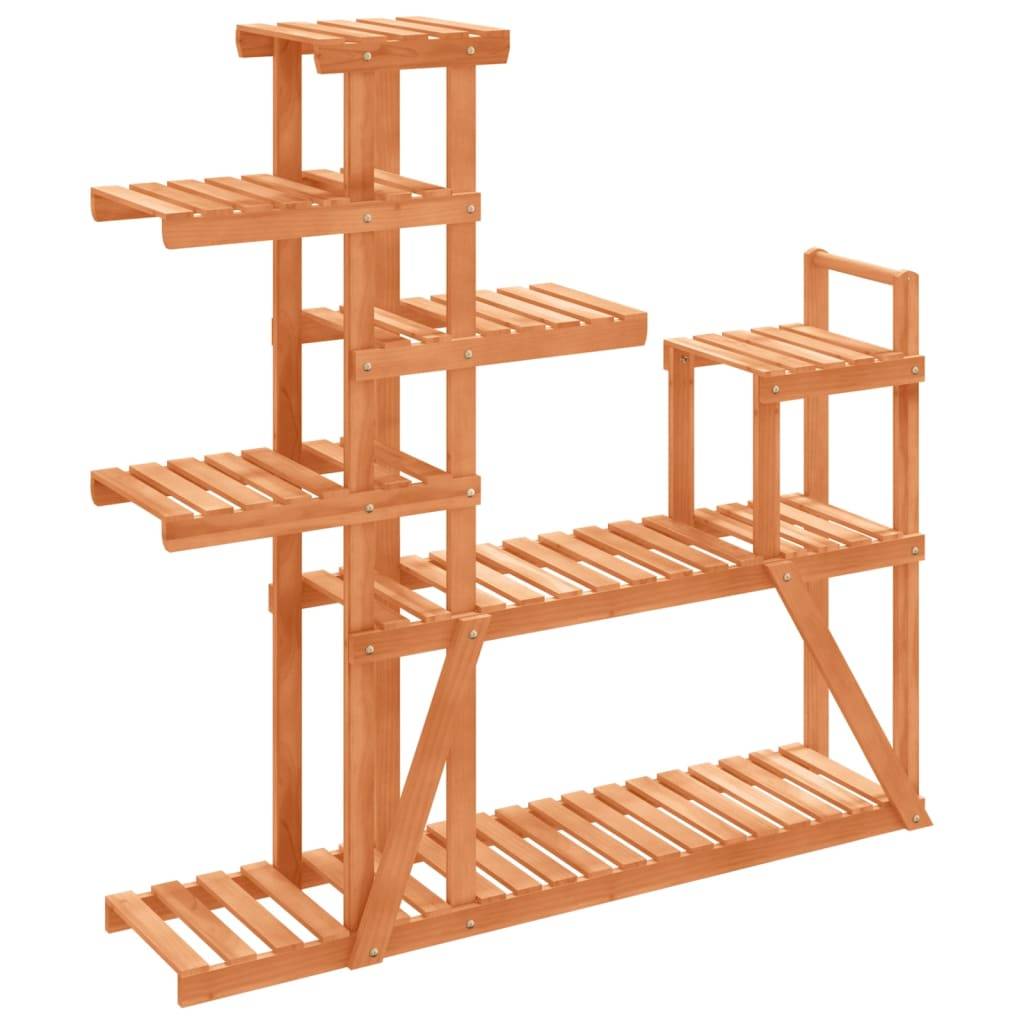 Porte-Plantes Multi-niveaux Bois Massif de Sapin Étagère Décorative pour Salon Balcon Brun 111cm – ComfortXL Outdoor Living - Image 2