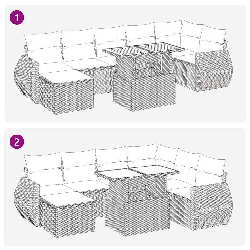 ComfortXL - Salon de jardin 8 places résine tressée avec pouf rangement et table ajustable marron – ComfortXL Outdoor Living - Image 4