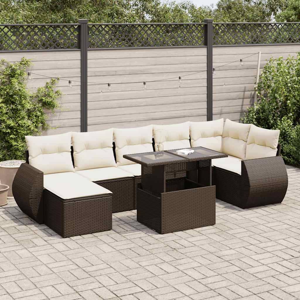 ComfortXL - Salon de jardin 8 places résine tressée avec pouf rangement et table ajustable marron – ComfortXL Outdoor Living - Image 1