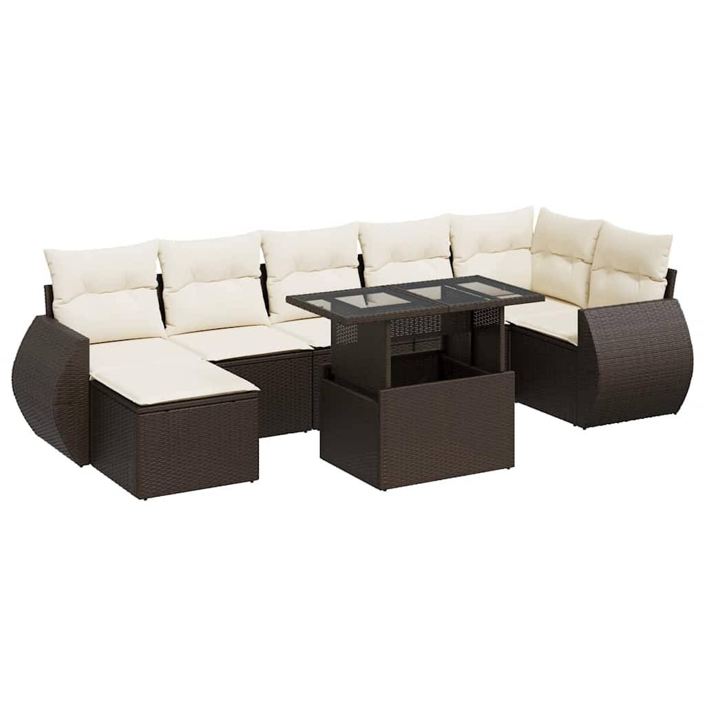 ComfortXL - Salon de jardin 8 places résine tressée avec pouf rangement et table ajustable marron – ComfortXL Outdoor Living - Image 2
