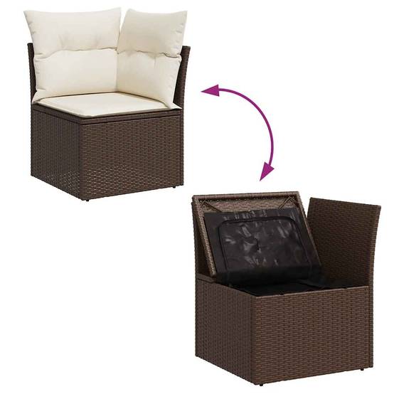 ComfortXL - Salon de jardin 8 places résine tressée avec pouf rangement et table ajustable marron – ComfortXL Outdoor Living - Image 9