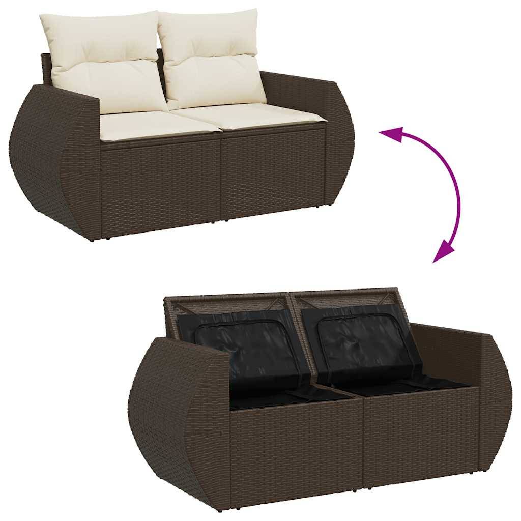 ComfortXL - Salon de jardin 8 places résine tressée avec pouf rangement et table ajustable marron – ComfortXL Outdoor Living - Image 3