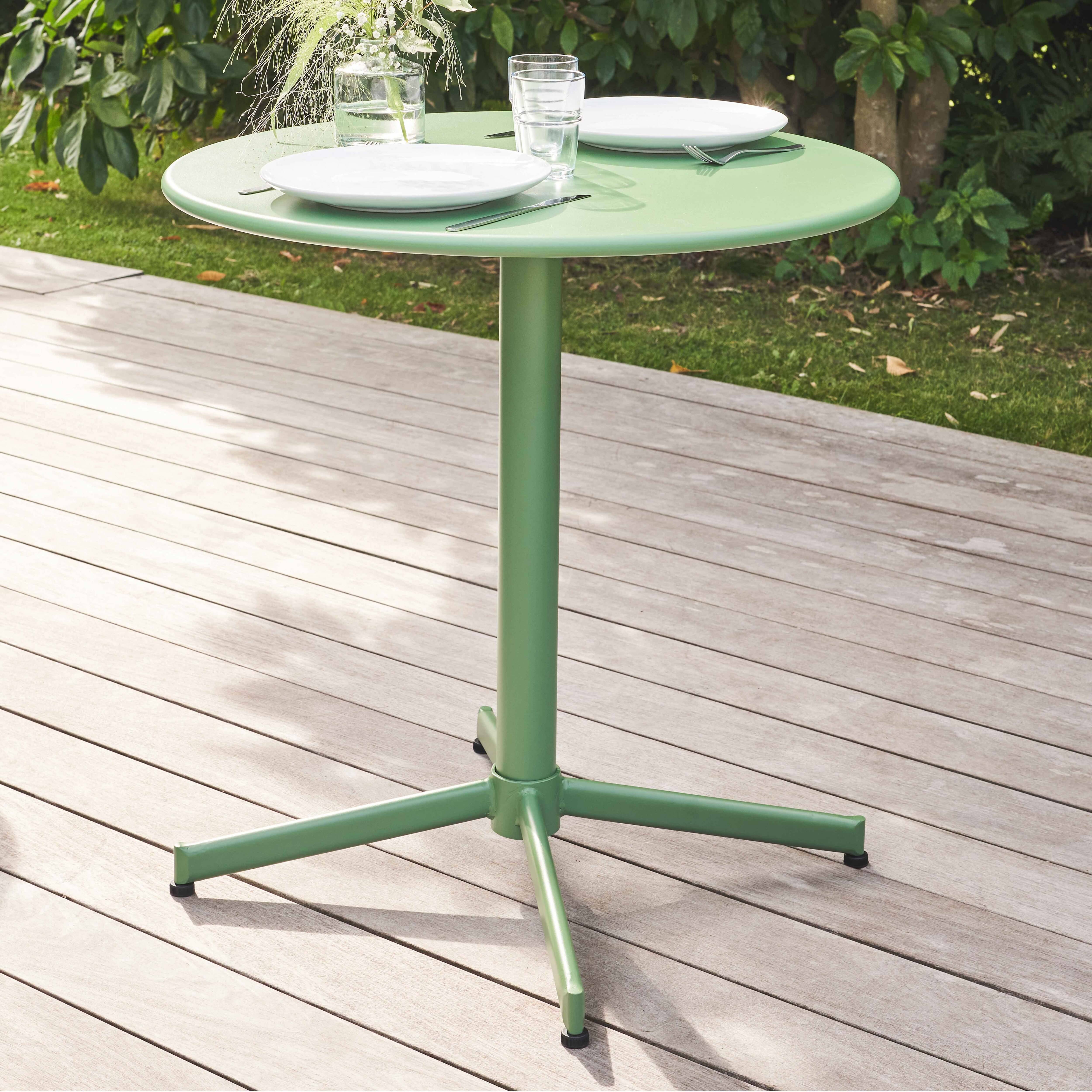Oviala - Ensemble table de jardin et 4 fauteuils métal vert sauge Palavas - Oviala - Image 4