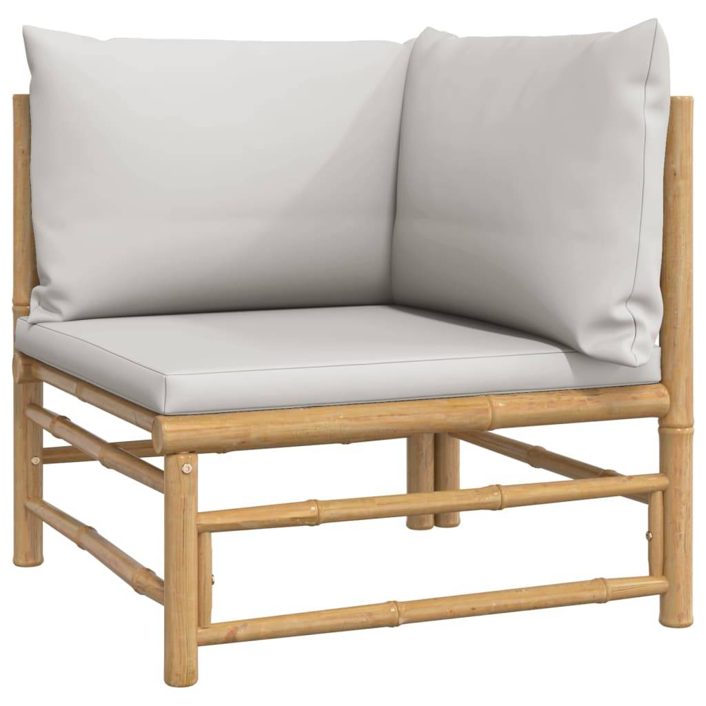 ComfortXL - Ensemble Canapé Jardin Bambou 3 pcs Coussins Gris Clair Sectionnel – ComfortXL Outdoor Living - Image 4