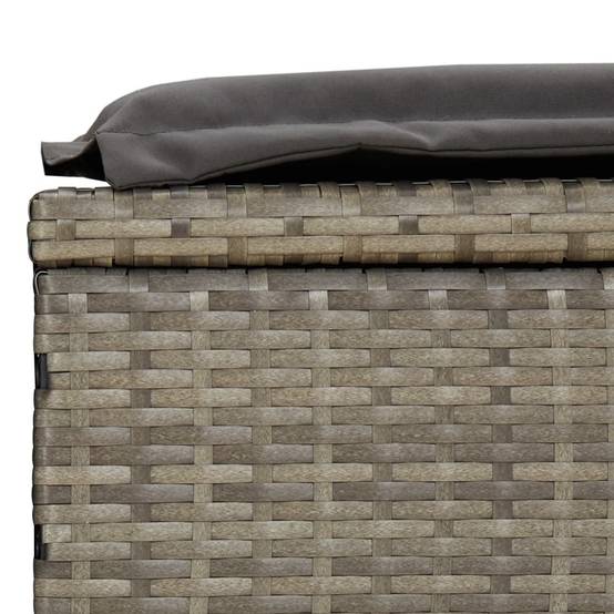 Helloshop26 - Transat chaise longue bain de soleil lit de jardin terrasse meuble d'extérieur à 2 places avec coussins gris résine tressée - Image 6