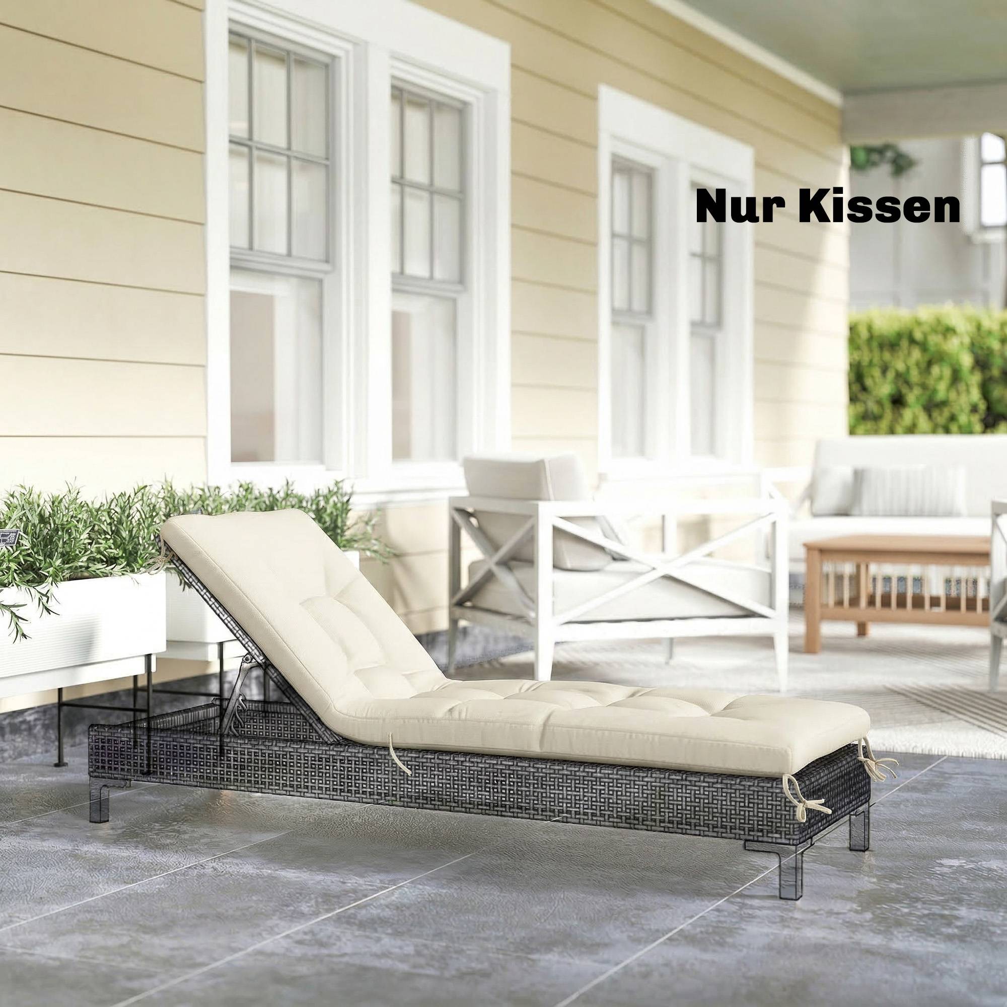 Coussin de palette amovible avec sangles de fixation, compatible avec la plupart des chaises longues, 198 x 65 x 13 cm, beige - Image 4