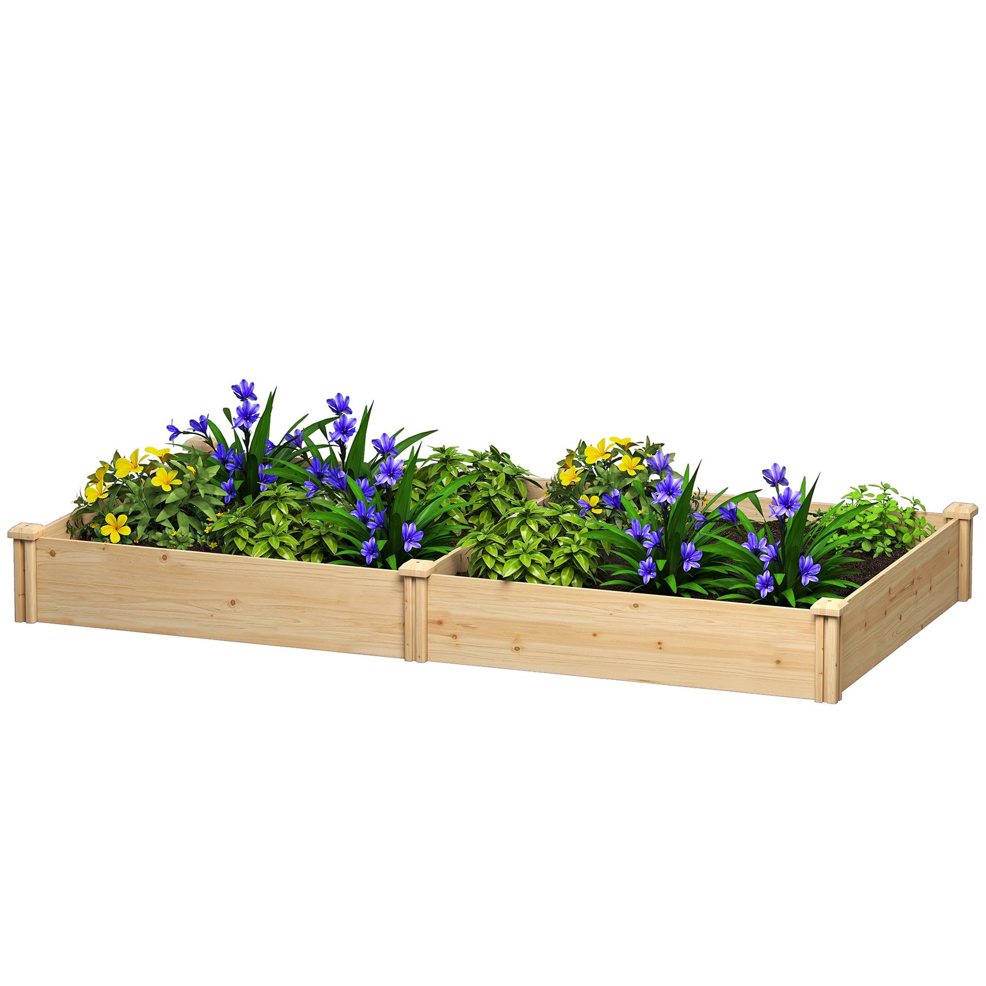 Carré Potager de jardin en Bois massif, Jardinière Surélevé avec séparateur, 235 x 121 x 26 cm, effet Bois Naturel - Image 2