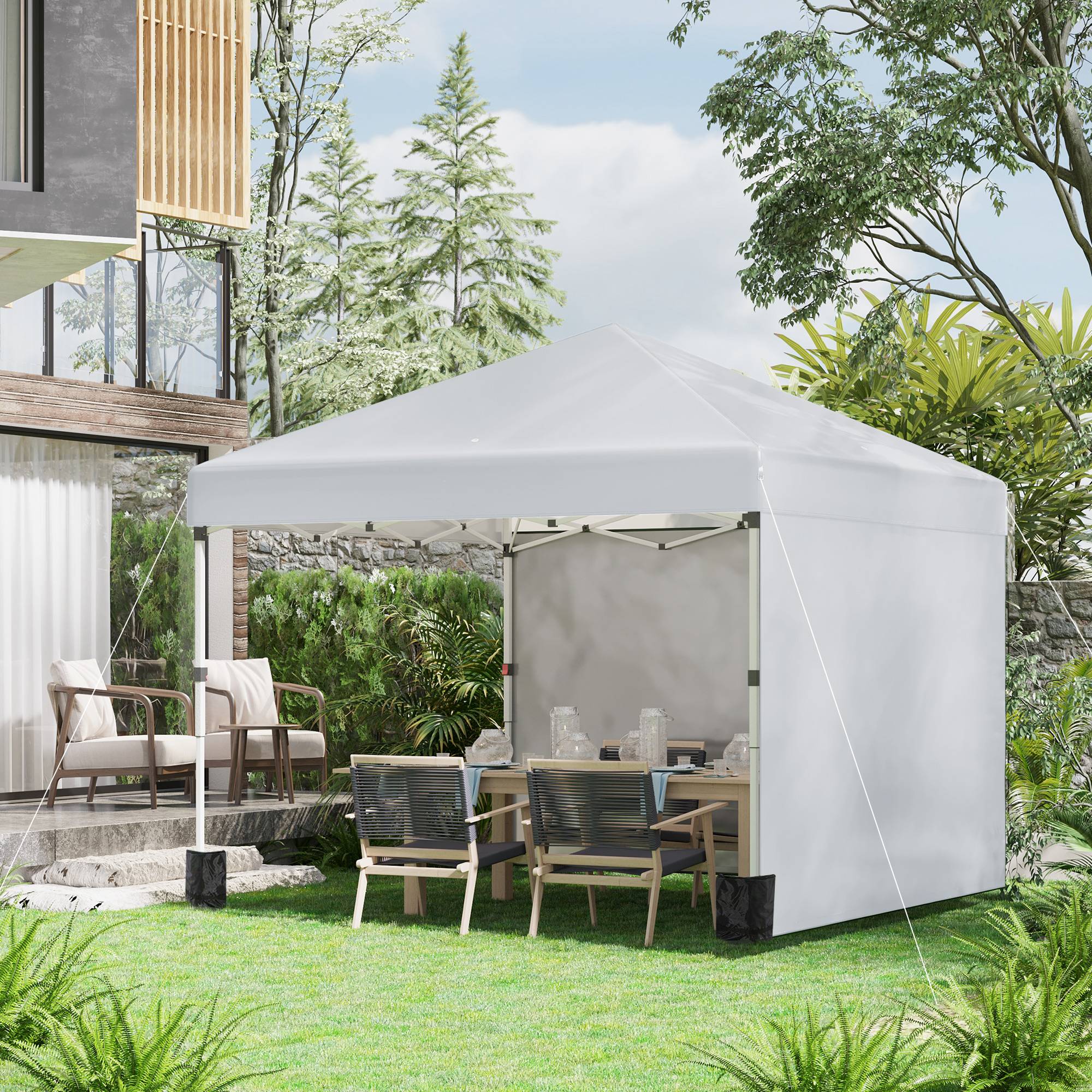 Tonnelle Pliante Acier Jardin Pop-Up Réglable 3x3m Gris Clair - ComfortXL Outdoor Living - Image 1