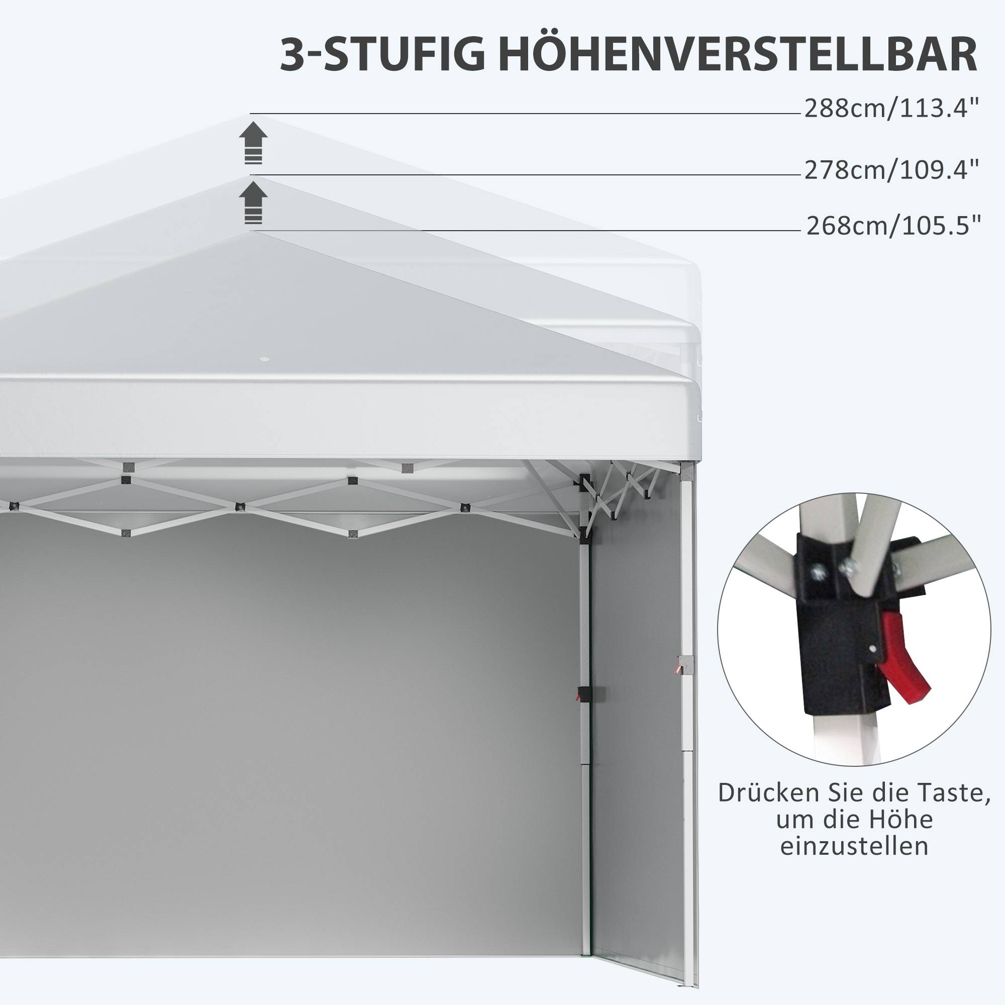 Tonnelle Pliante Acier Jardin Pop-Up Réglable 3x3m Gris Clair - ComfortXL Outdoor Living - Image 6