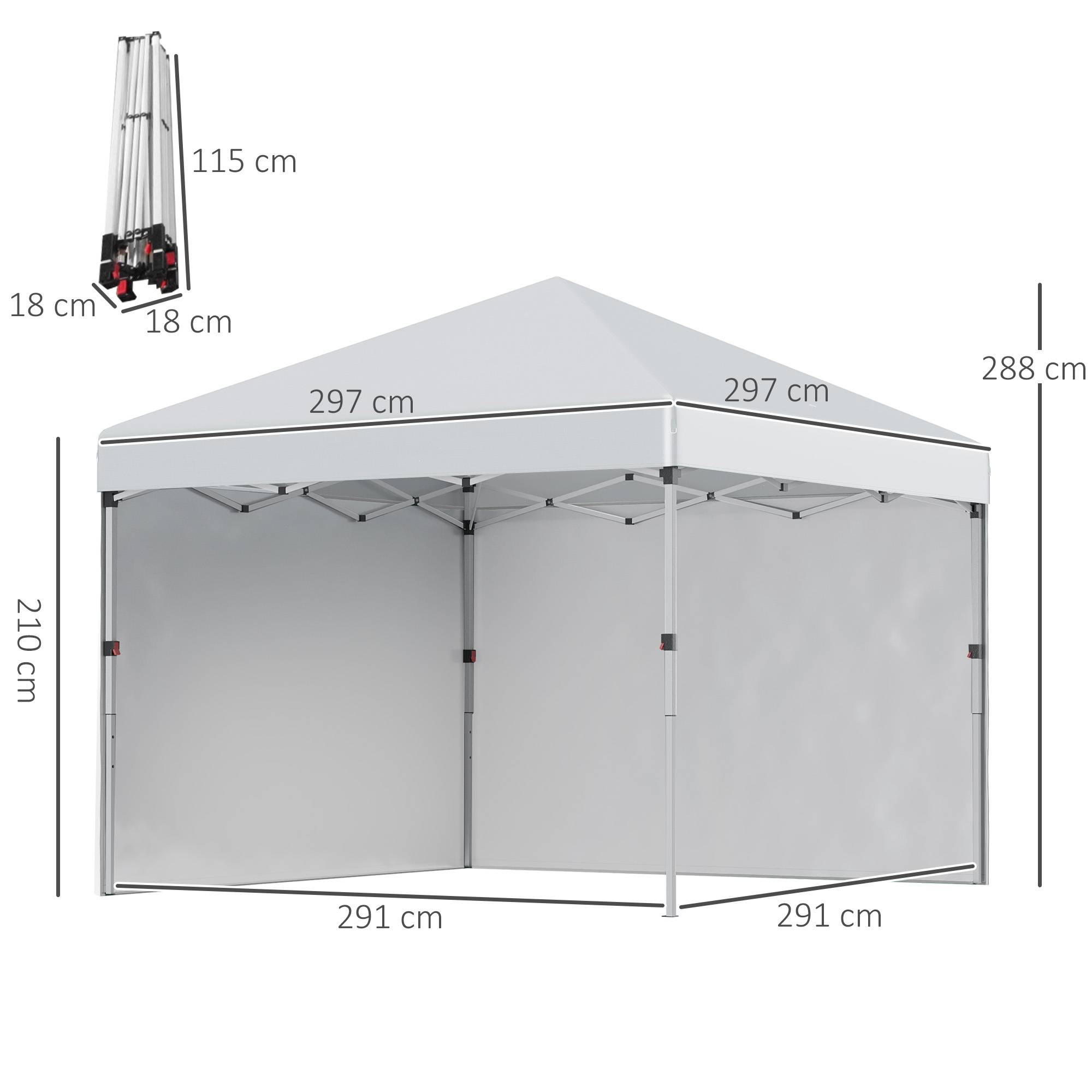 Tonnelle Pliante Acier Jardin Pop-Up Réglable 3x3m Gris Clair - ComfortXL Outdoor Living - Image 3
