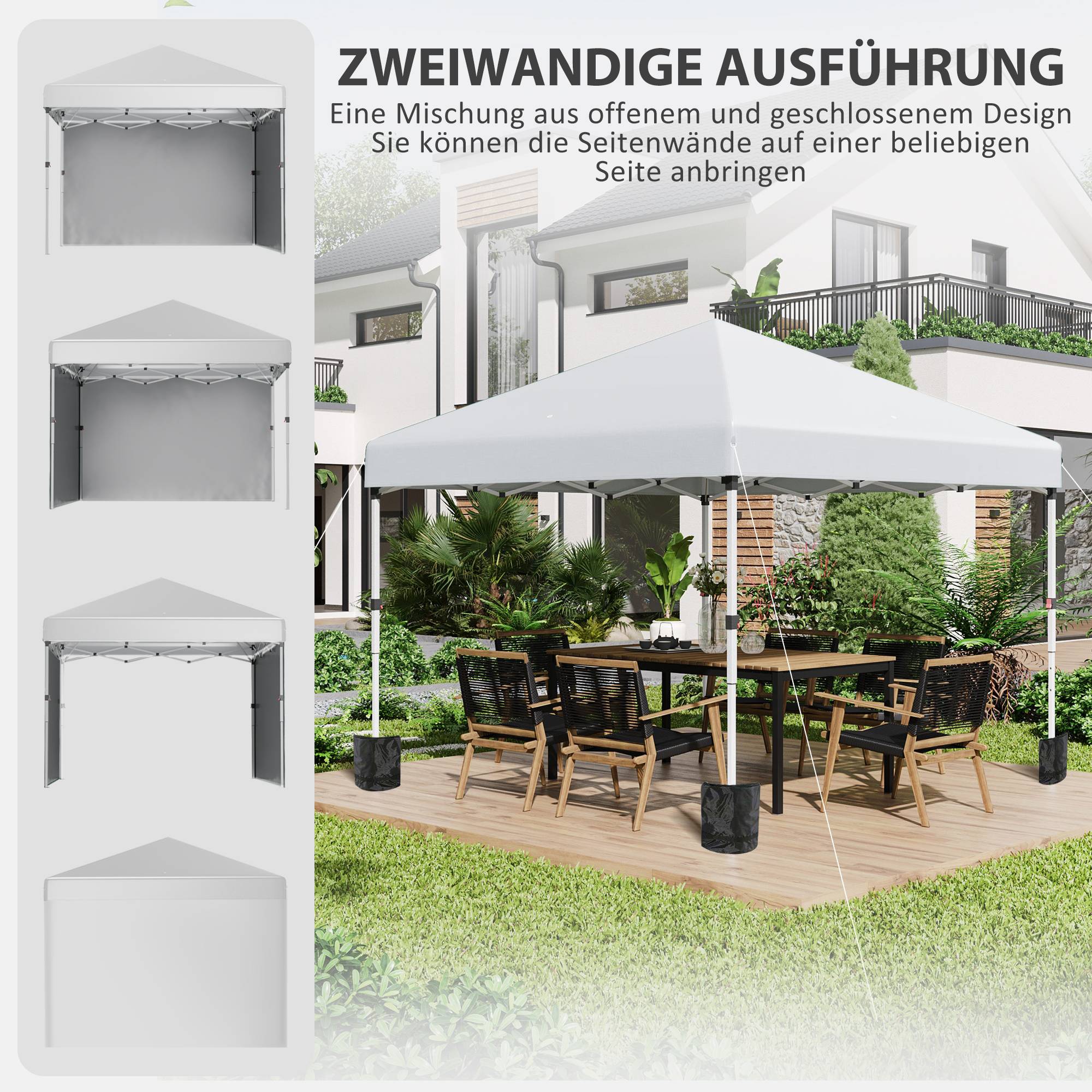 Tonnelle Pliante Acier Jardin Pop-Up Réglable 3x3m Gris Clair - ComfortXL Outdoor Living - Image 4