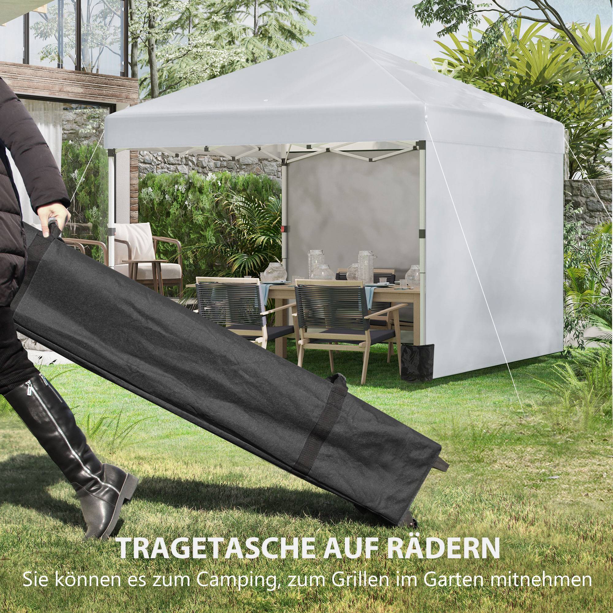 Tonnelle Pliante Acier Jardin Pop-Up Réglable 3x3m Gris Clair - ComfortXL Outdoor Living - Image 7