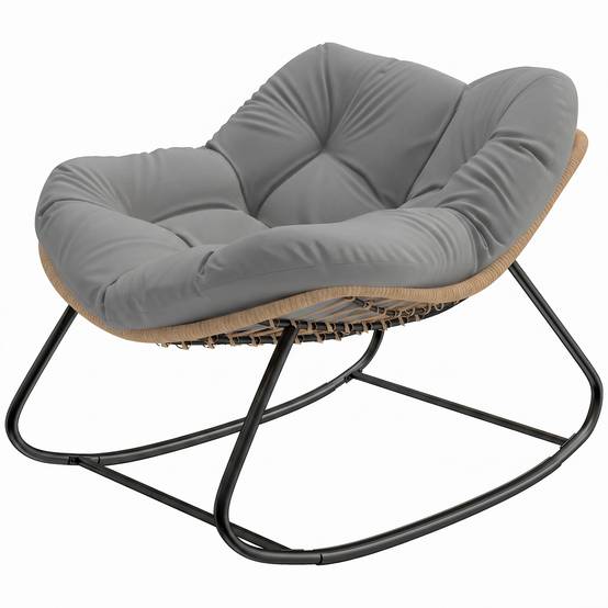 Fauteuil à bascule acier et résine tressée gris 107 x 97 x 79 cm - PANGIVO - Image 2