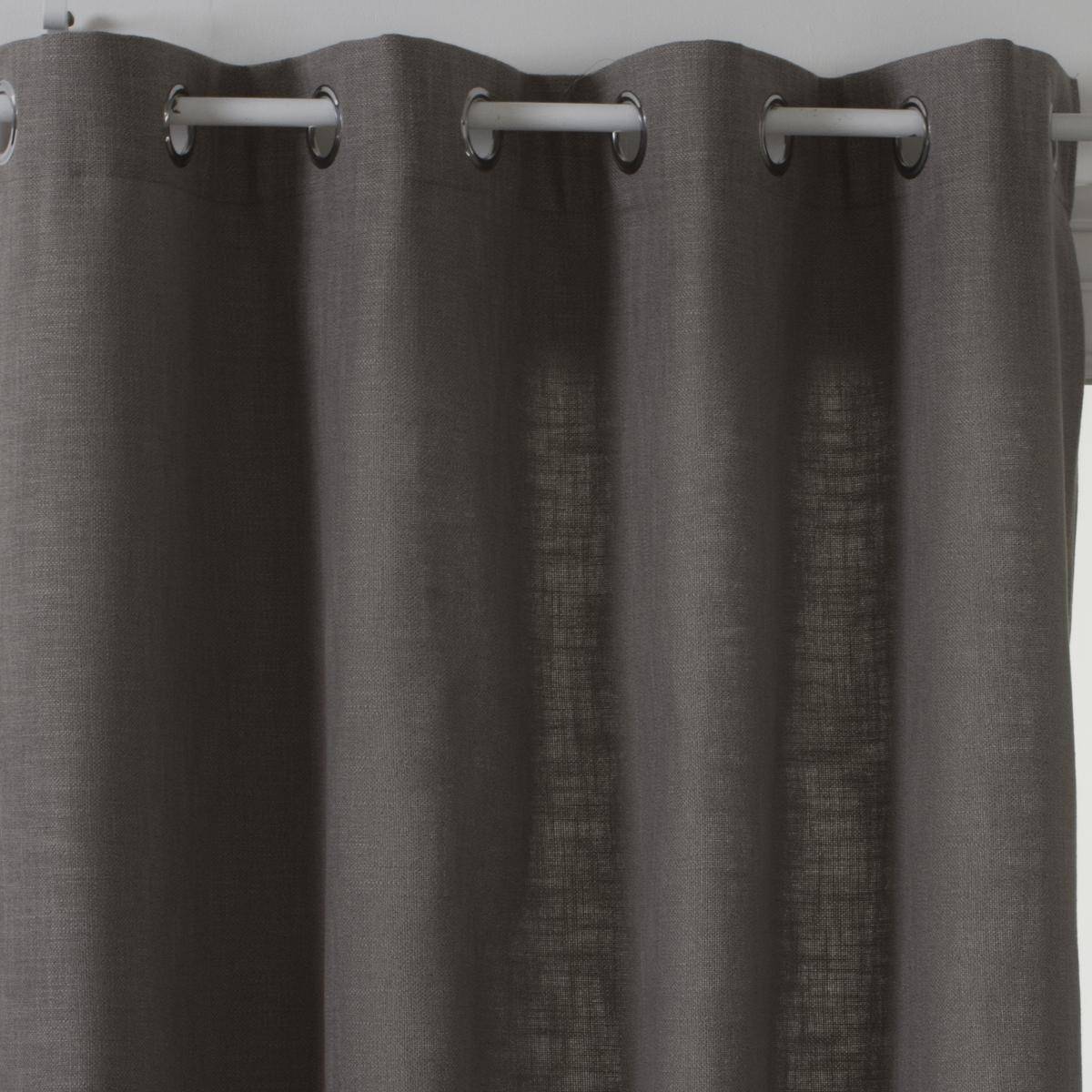 Atmosphera - Lot de 2 Rideaux à  œillets Tissu Gris Foncé 140 x 260 cm - Image 2