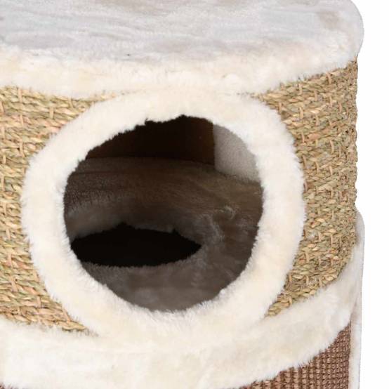 Tonneau à gratter pour chats herbiers marins marron 36 x 36 x 60 cm - PANGIVO - Image 5