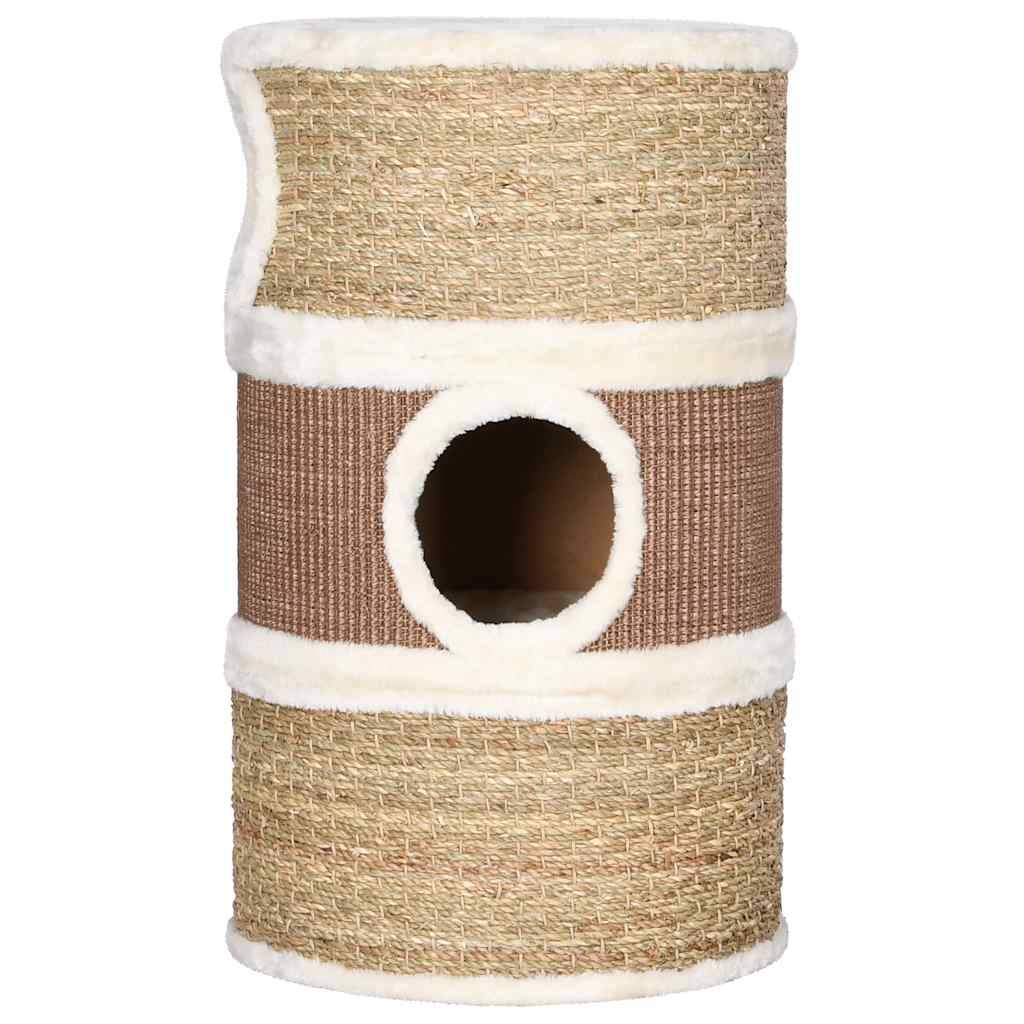 Tonneau à gratter pour chats herbiers marins marron 36 x 36 x 60 cm - PANGIVO - Image 3