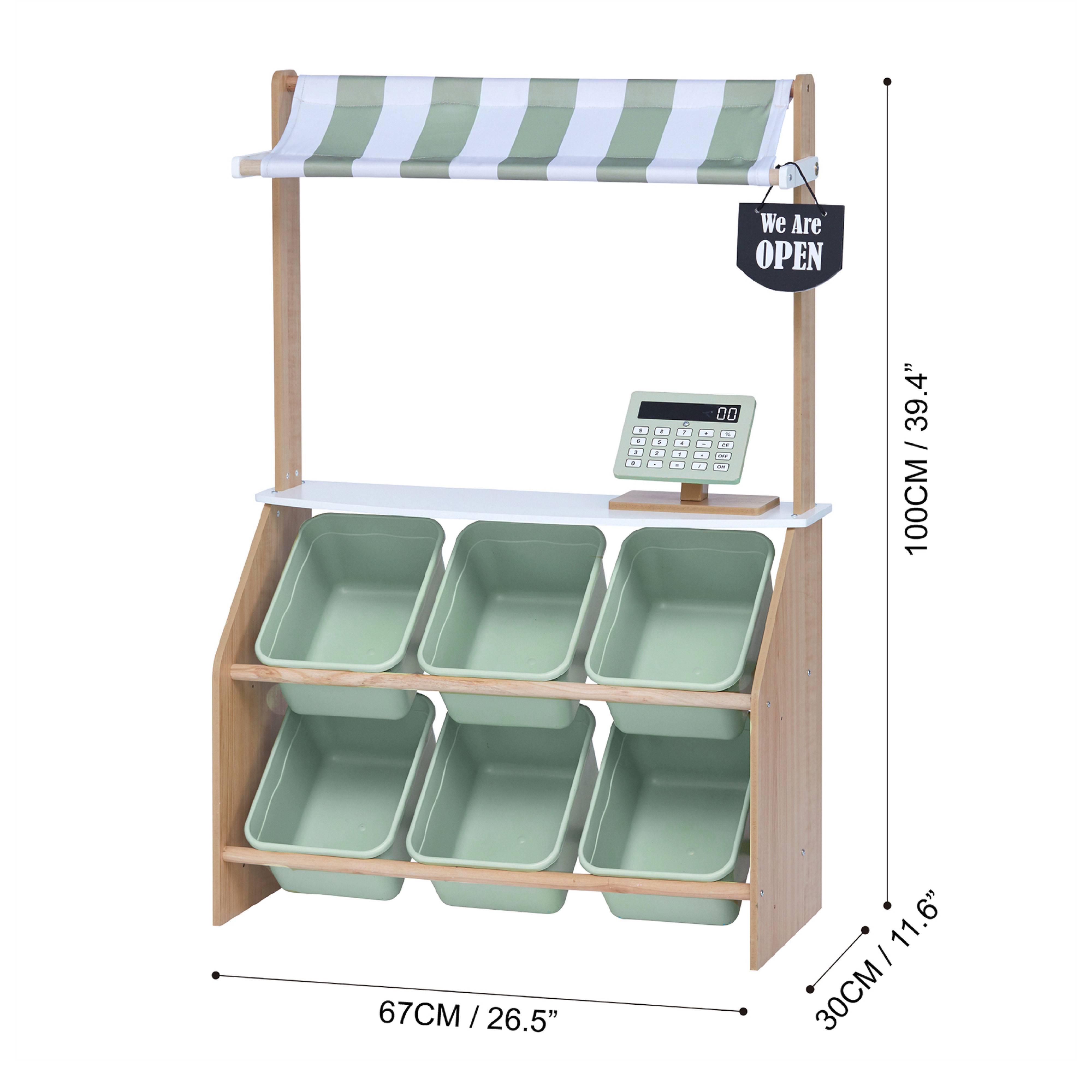 Stand de marché pour enfants 100 cm, Vert Teamson Kids - Image 2