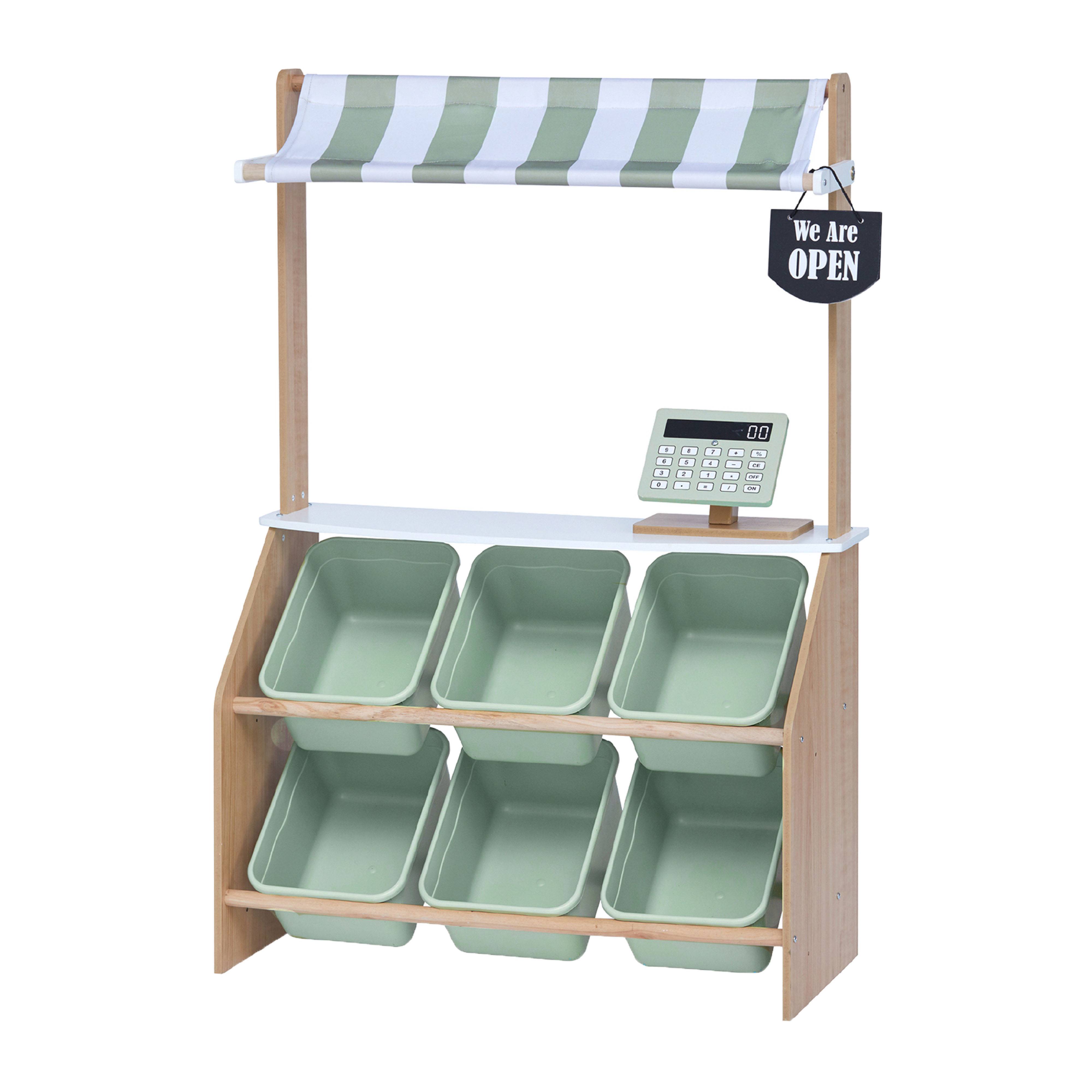 Stand de marché pour enfants 100 cm, Vert Teamson Kids - Image 1