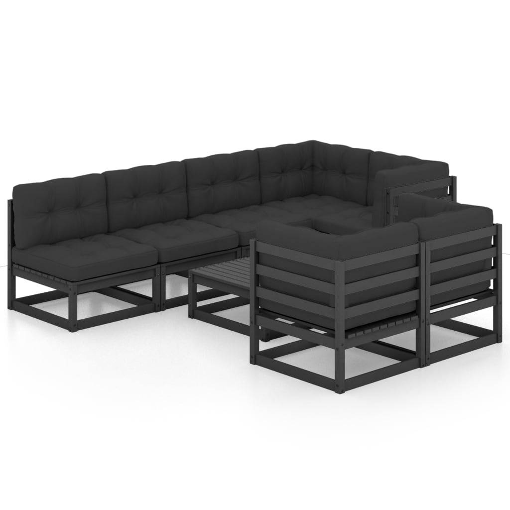 Helloshop26 - Salon de jardin meuble d'extérieur ensemble de mobilier 8 pièces avec coussins bois de pin massif - Image 1