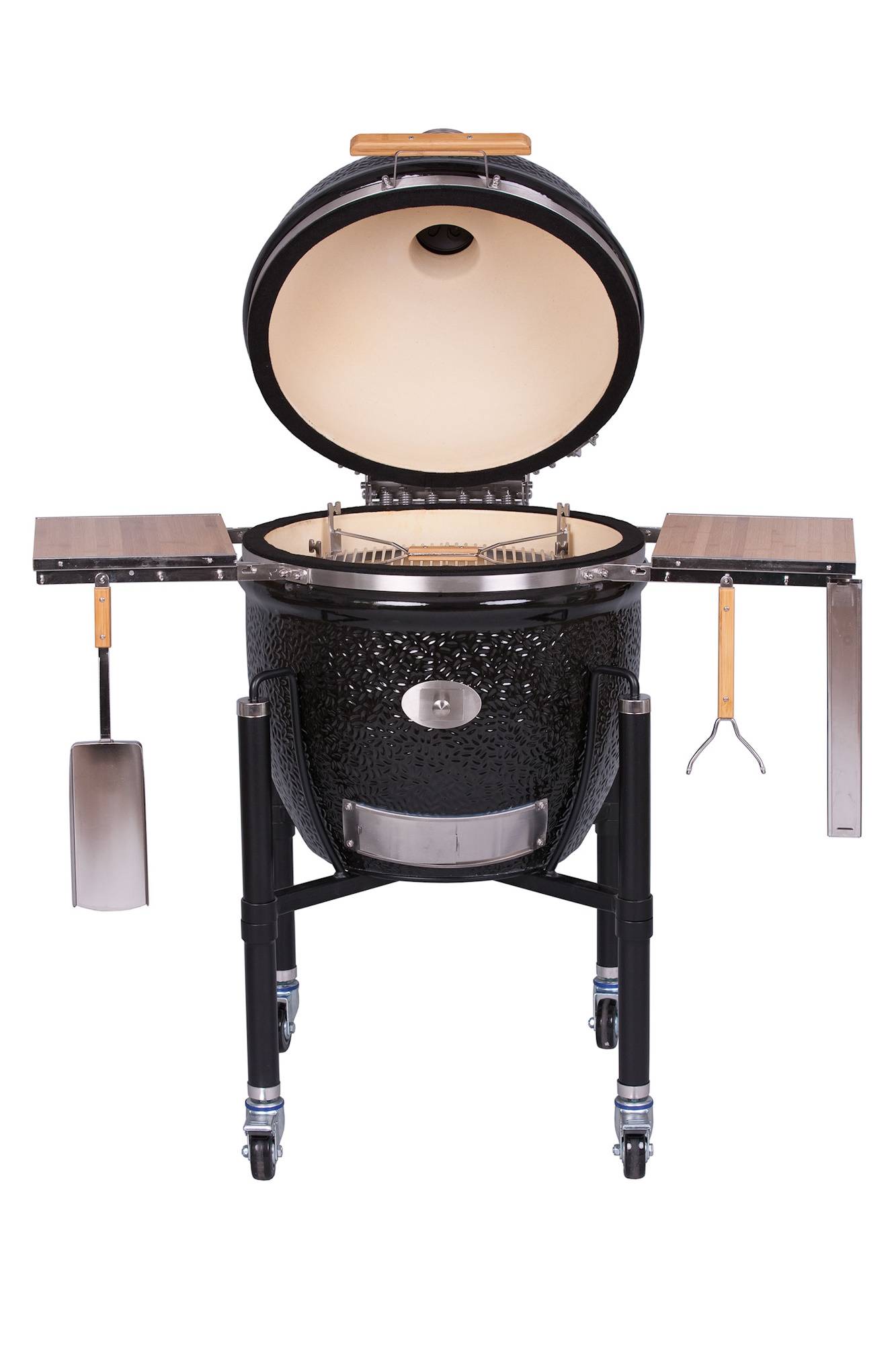 Kamado Monolith LeCHEF Pro Série 2.0 Noir + Chariot + Housse + Pierre Pizza - Image 1