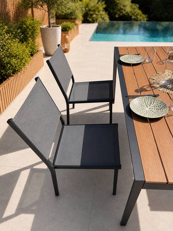 Dcb Garden - Ensemble repas de jardin 4 à 6 places en alu - Gris anthracite - TONGA - Image 3
