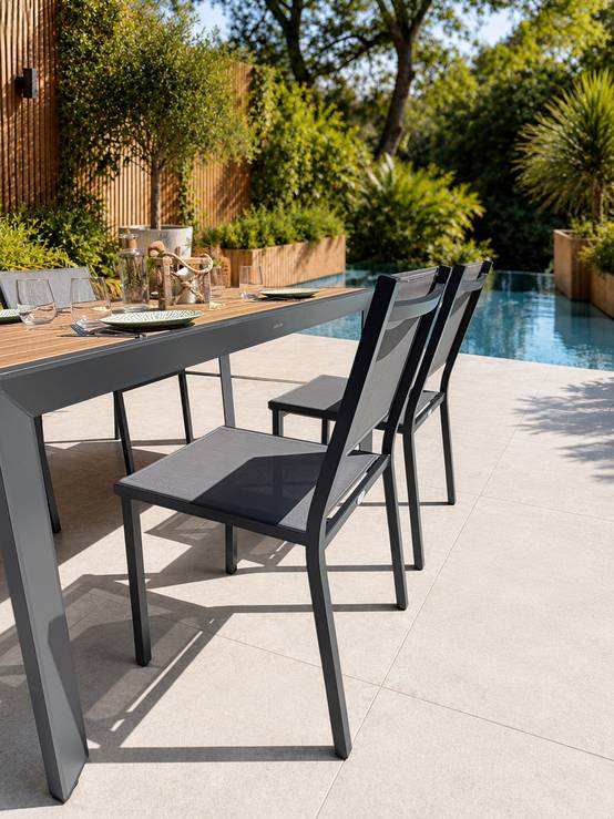Dcb Garden - Ensemble repas de jardin 4 à 6 places en alu - Gris anthracite - TONGA - Image 4