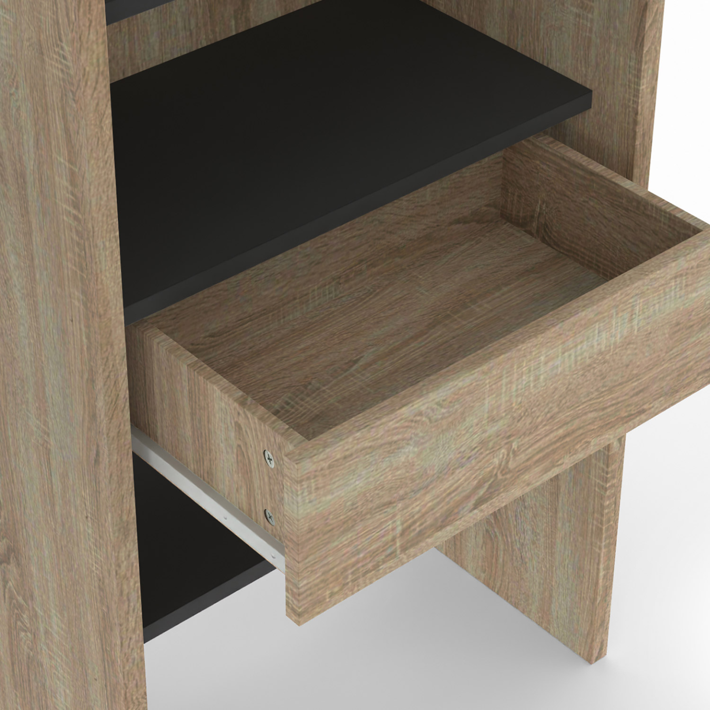 Dressing extensible MARTY 120/170 x 50 x 180 cm hêtre avec étagères + double penderie + rideau noir - Image 5